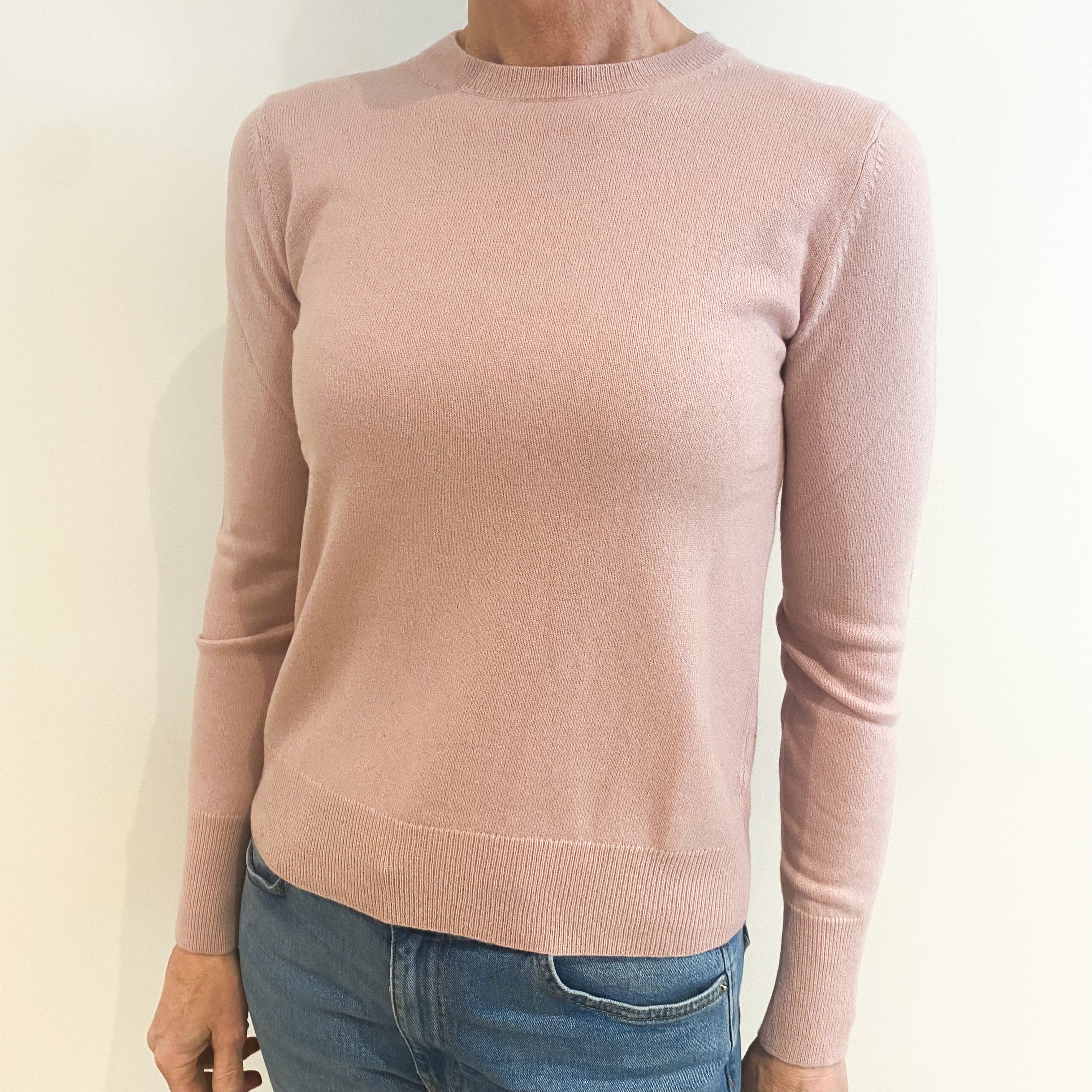 Ballet Slipper Pink Cashmere Crew Neck Jumper Small
