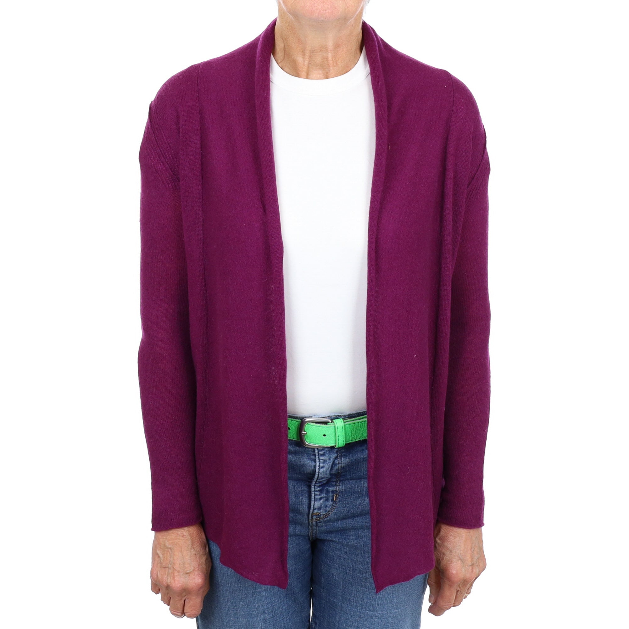 Plum Purple Cashmere Edge To Edge Cardigan Medium