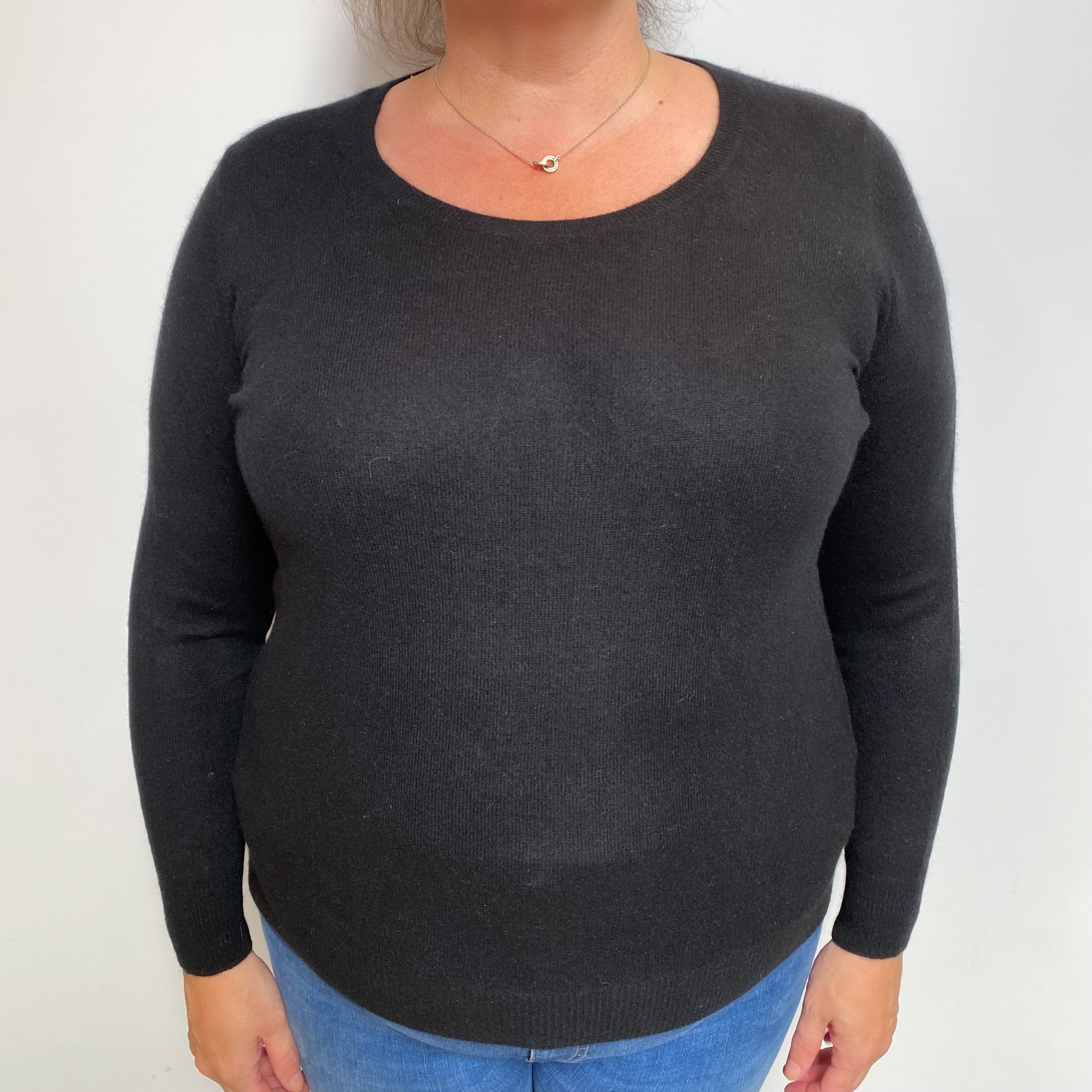 Black Cashmere Scoop Neck Jumper Extra Large