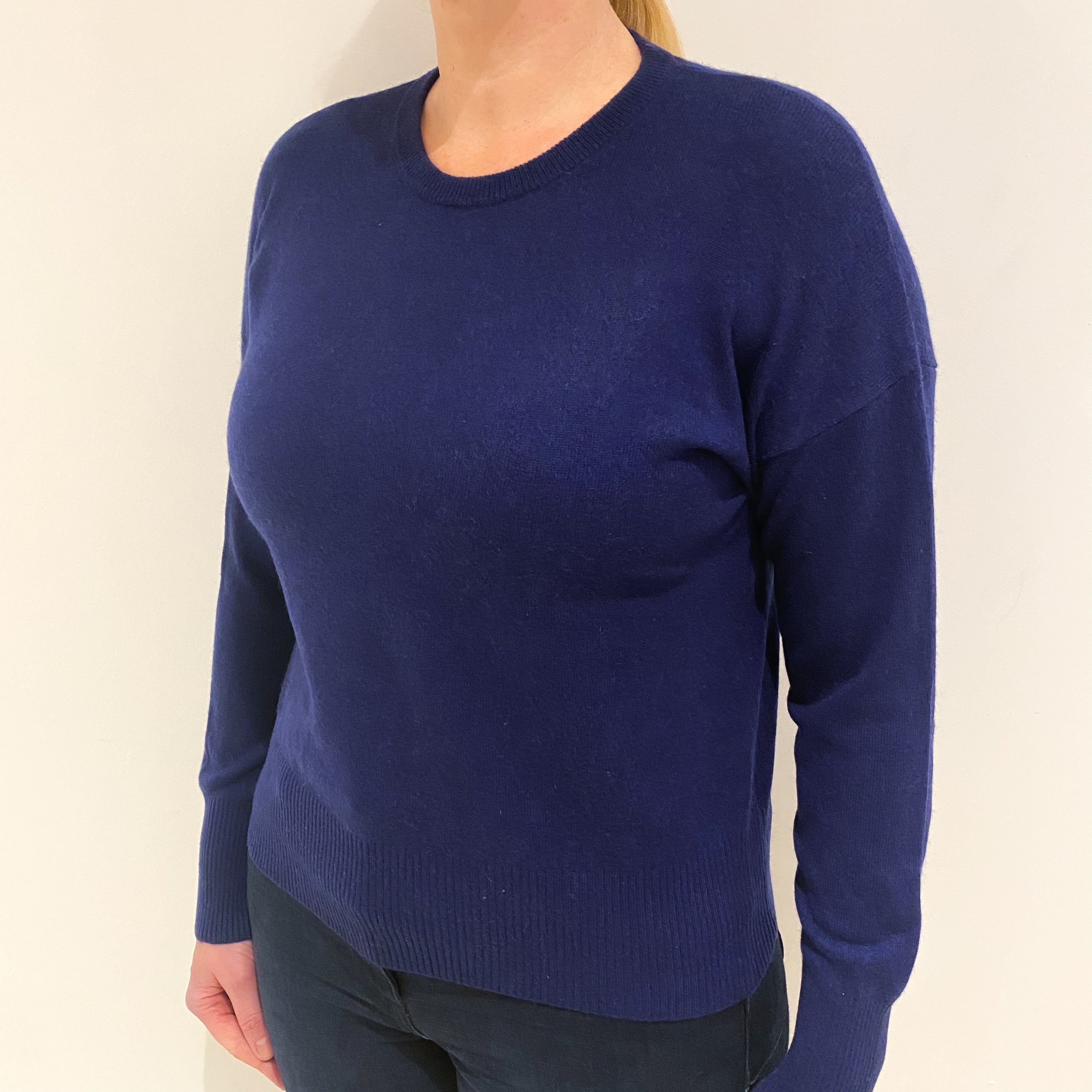 Indigo Blue Cashmere Crew Neck Jumper Large