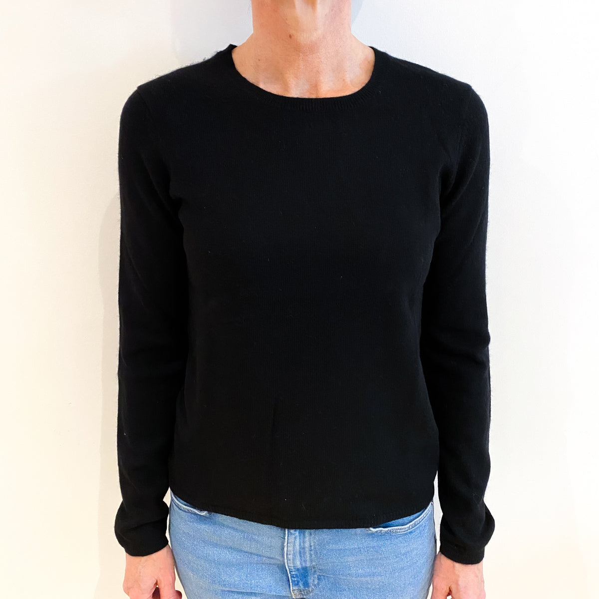Black Cashmere Crew Neck Jumper Small