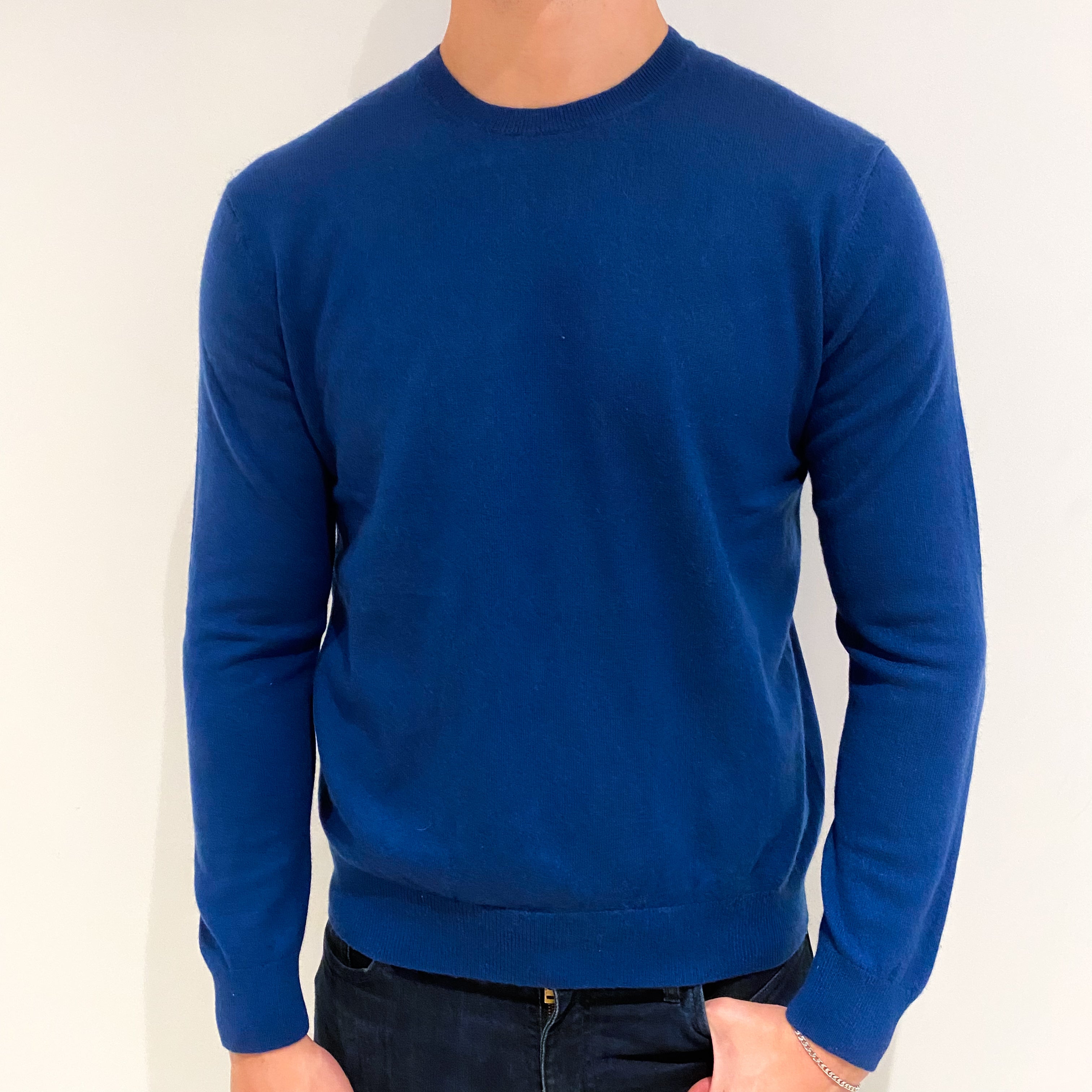 Men's French Navy Cashmere Crew Neck Jumper Extra Large