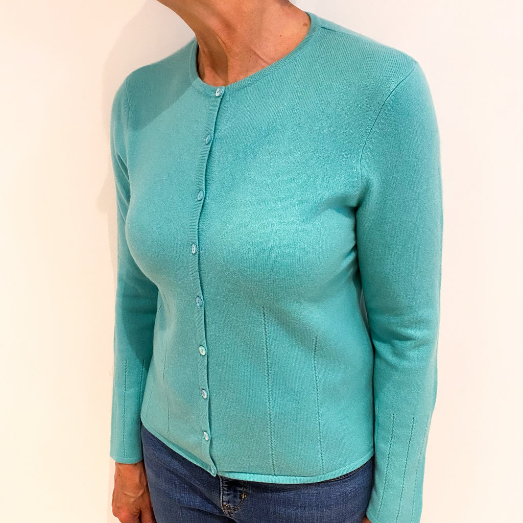 Pale Aqua Green Cashmere Cardigan Medium