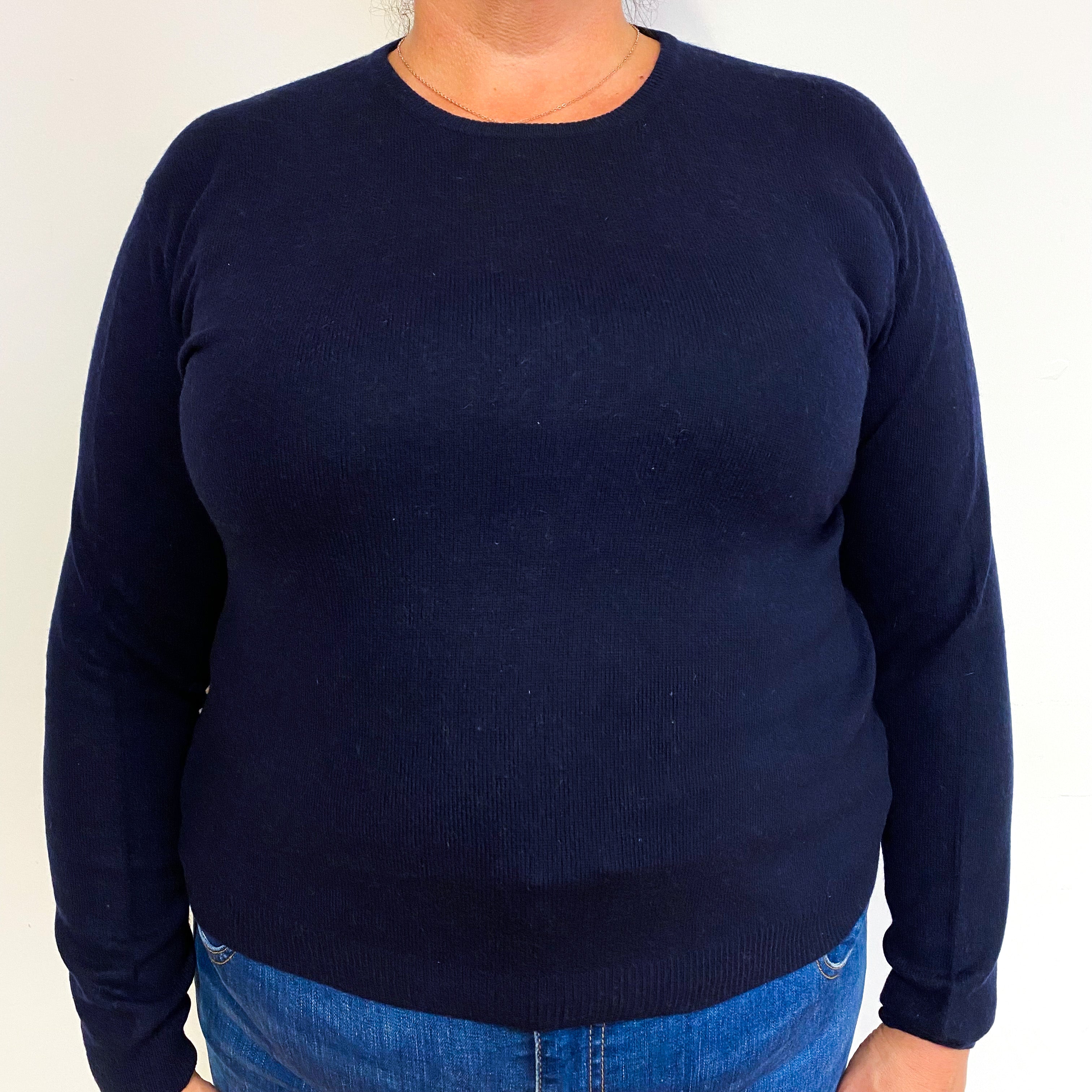 Navy Blue Cashmere Crew Neck Jumper Extra Large