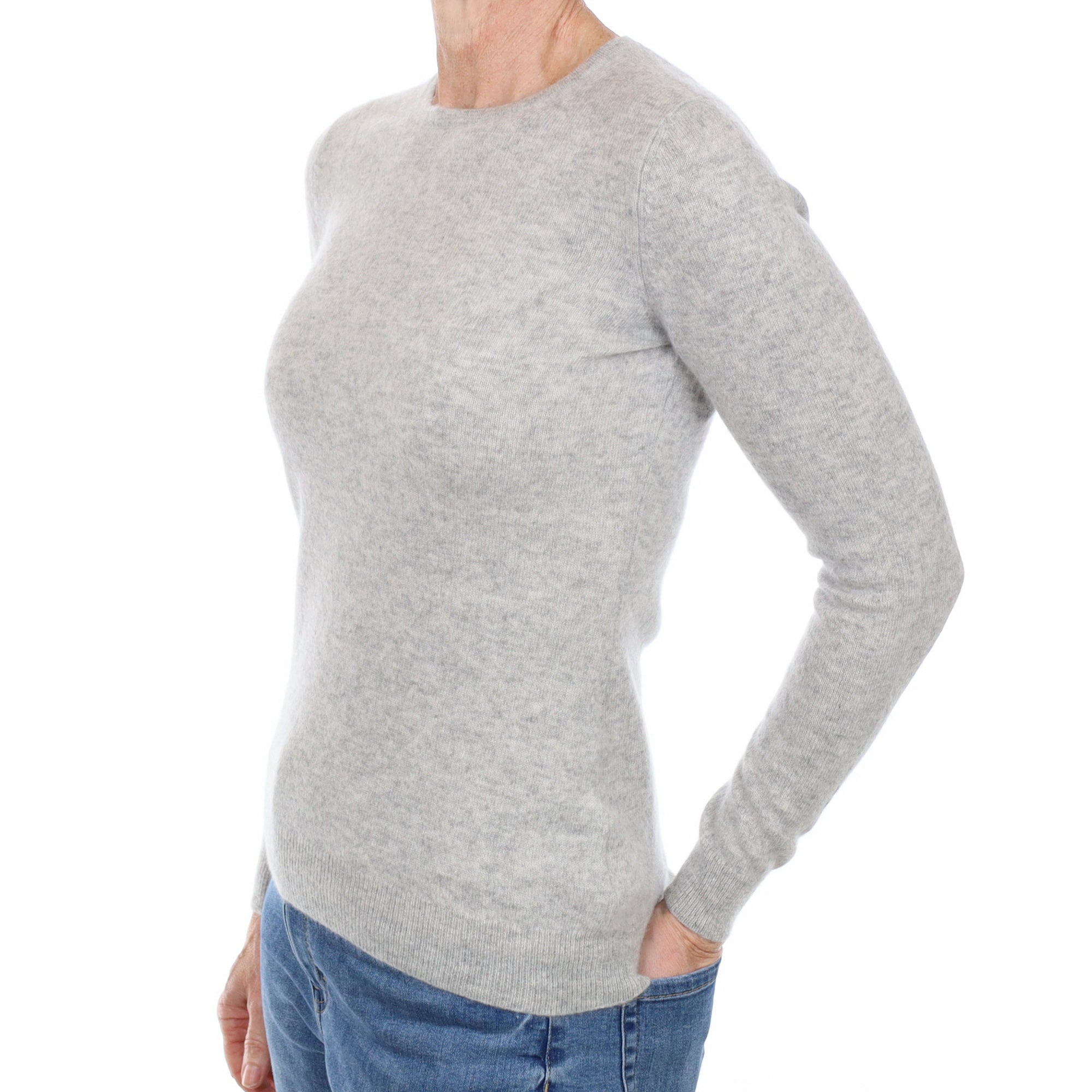 Smoke Grey Cashmere Crew Neck Jumper Small