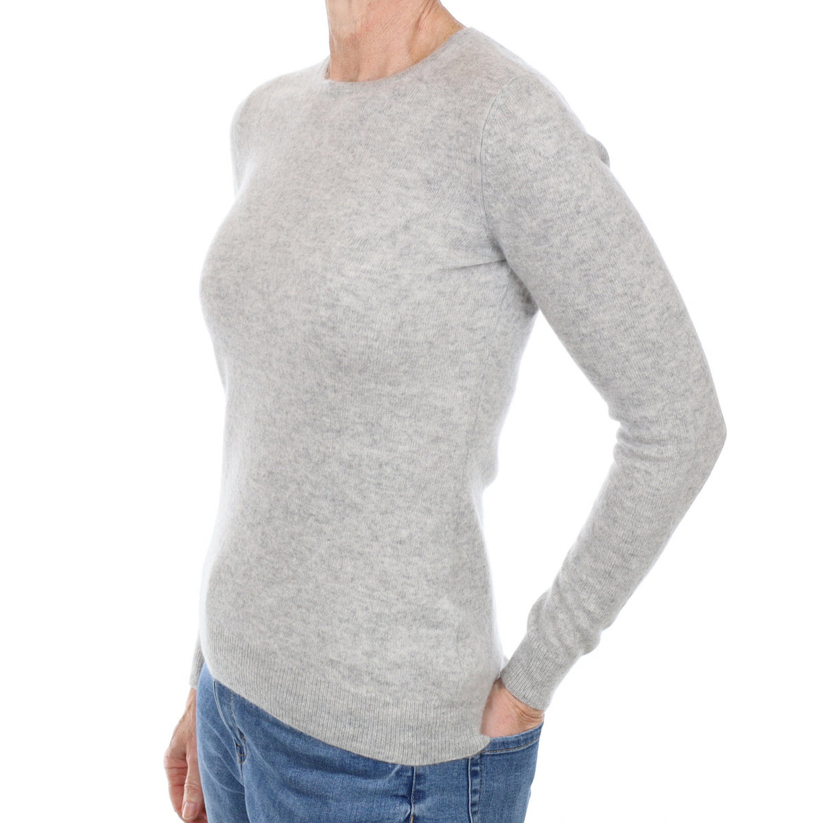 Smoke Grey Cashmere Crew Neck Jumper Small