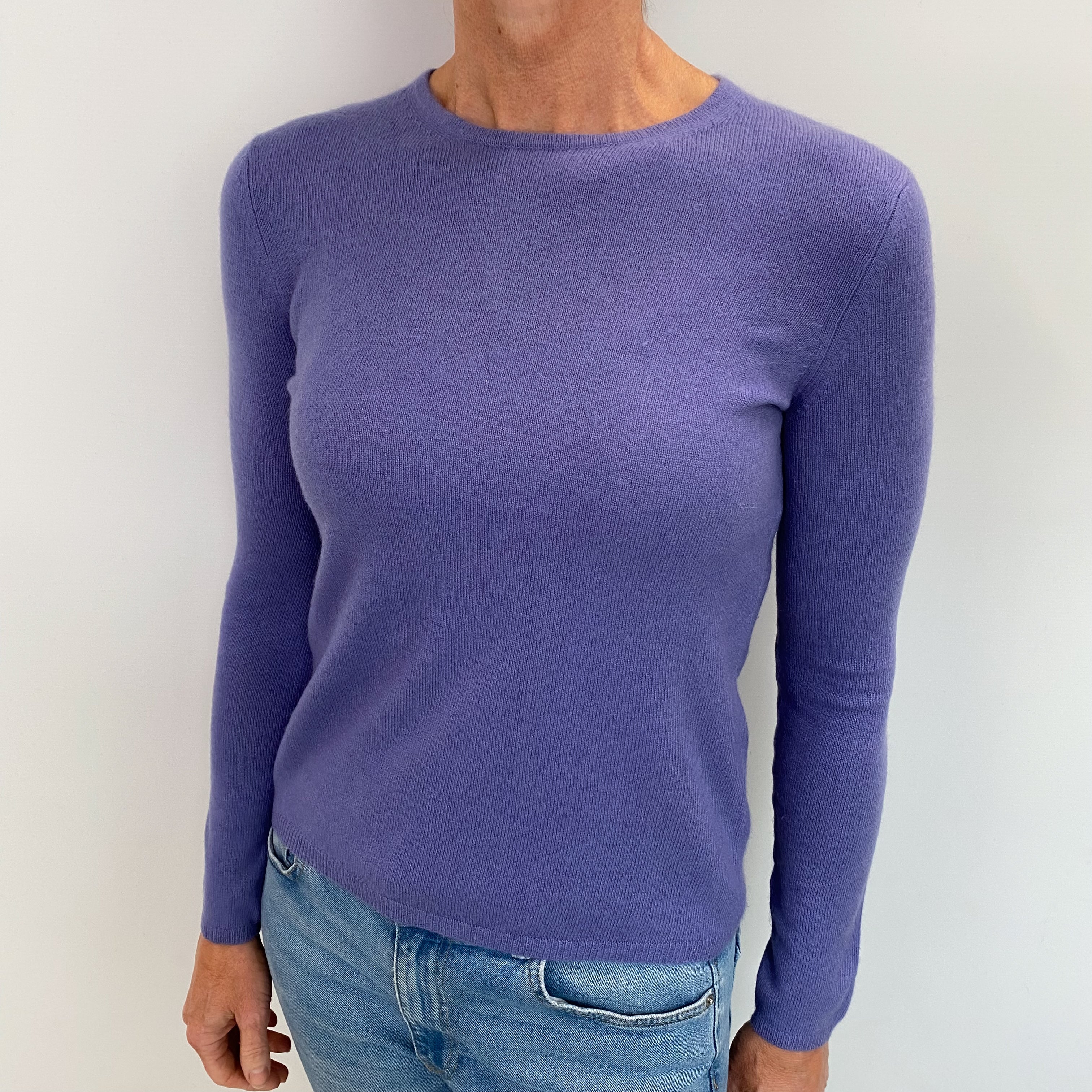 Amethyst Purple Cashmere Crew Neck Jumper Small