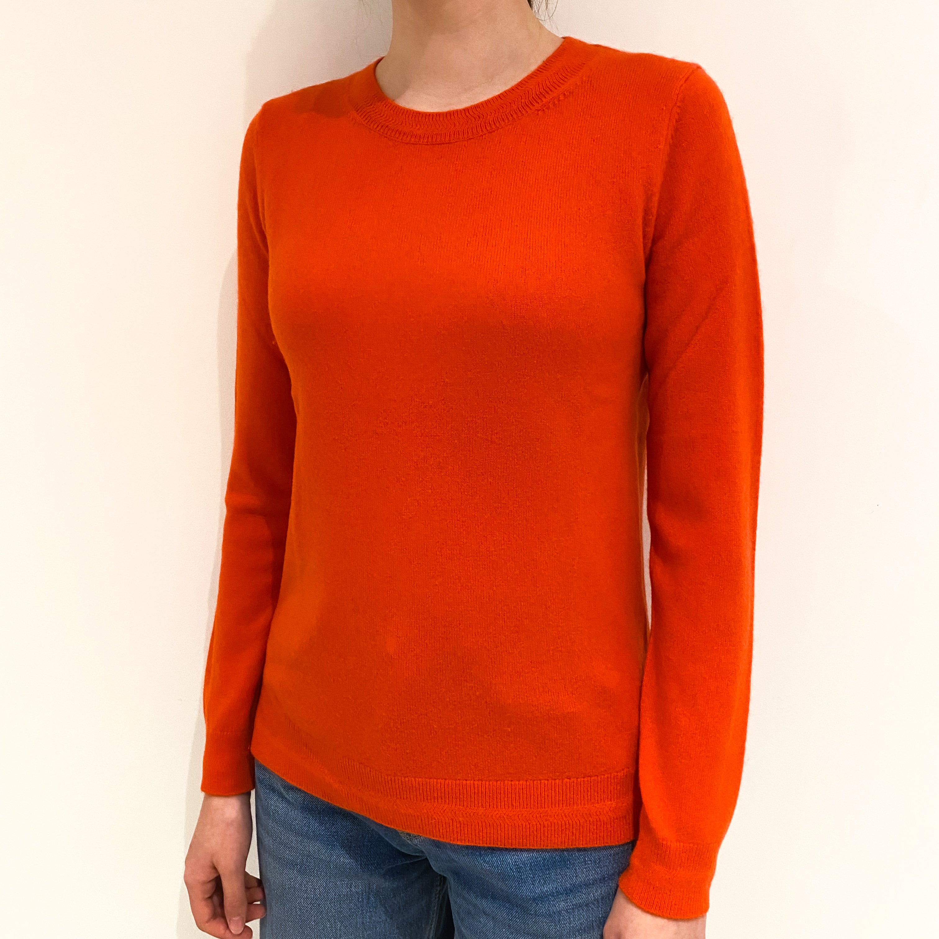 Tangerine Orange Cashmere Crew Neck Jumper Extra Small