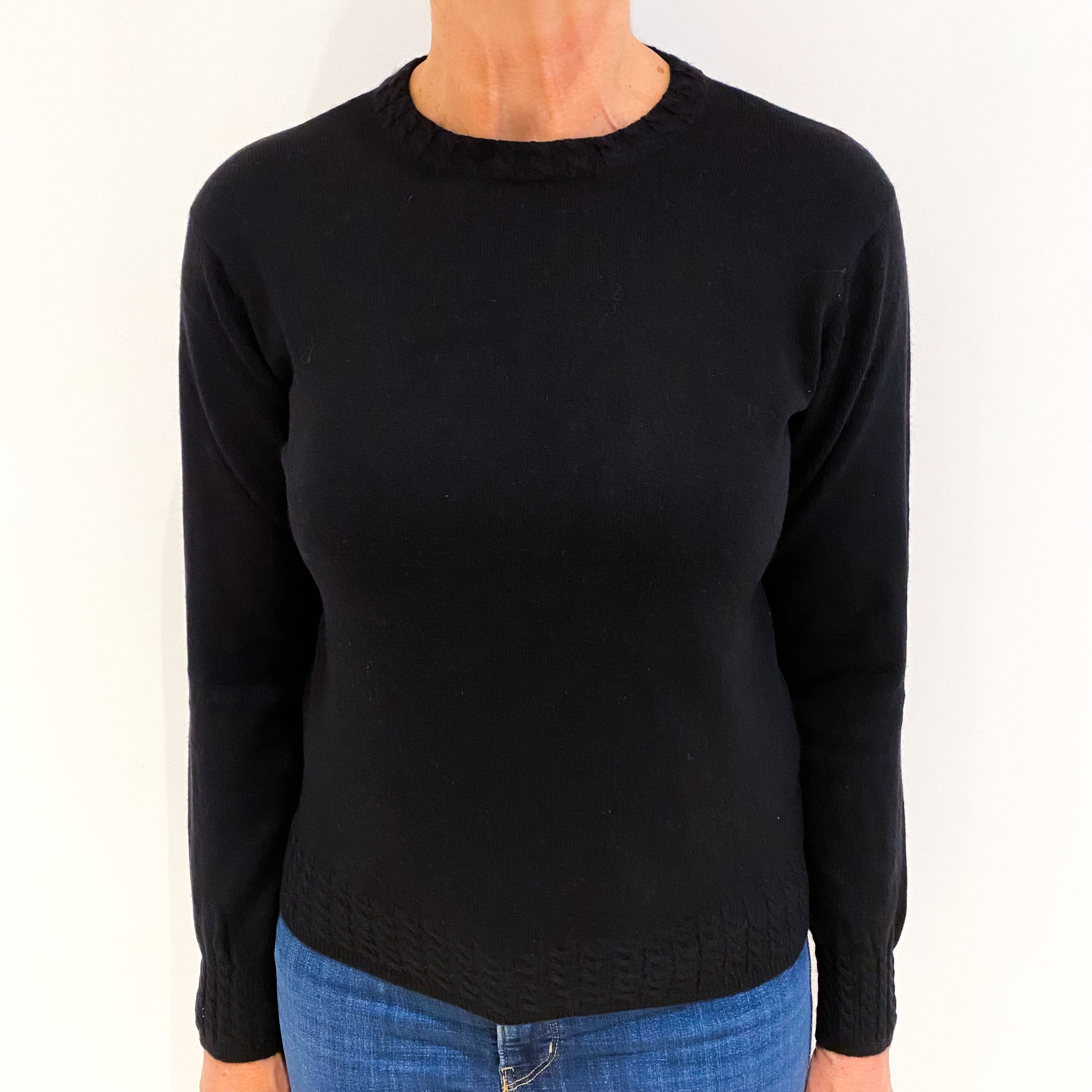 Black Cashmere Crew Neck Jumper Medium