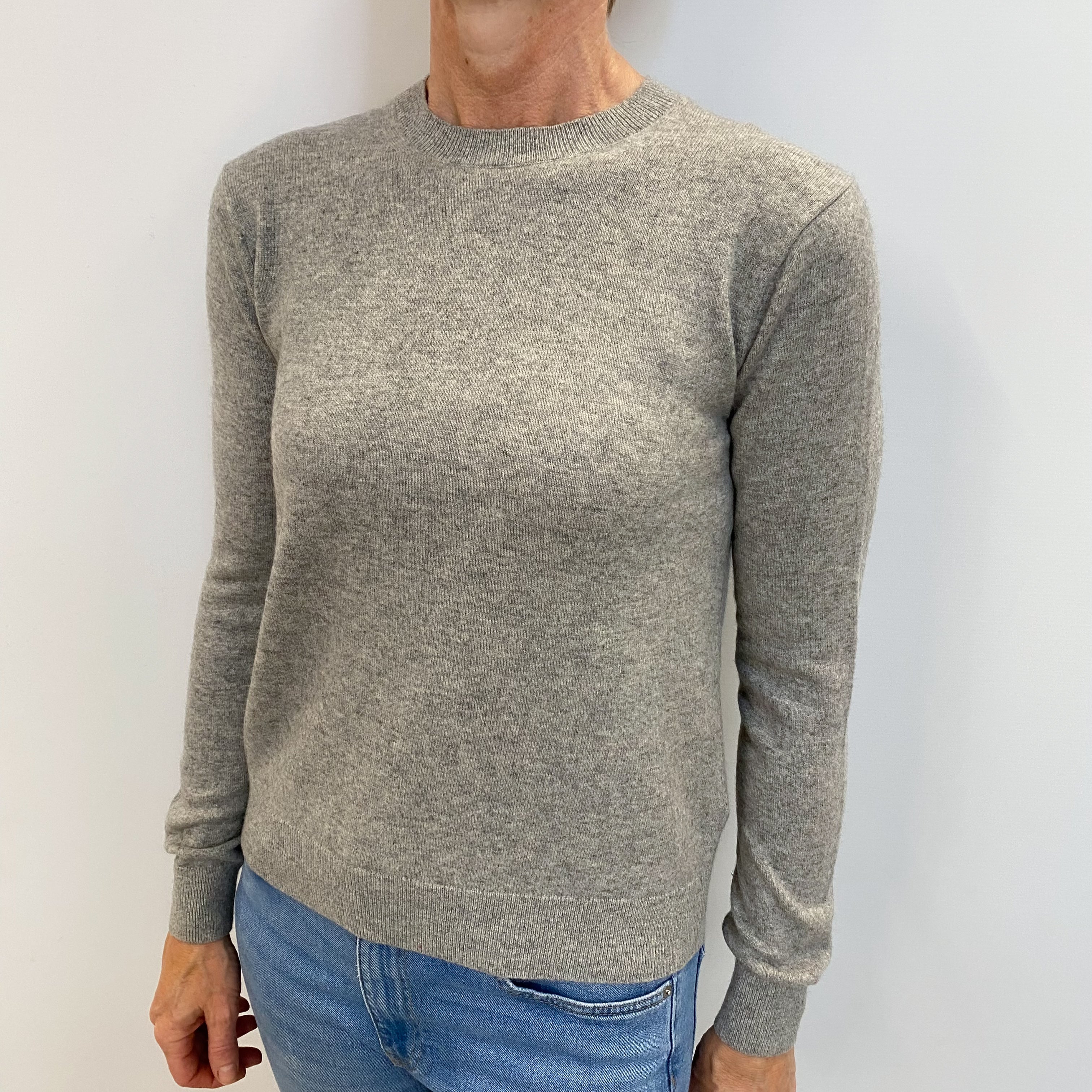 Smoke Grey Cashmere Crew Neck Jumper Small