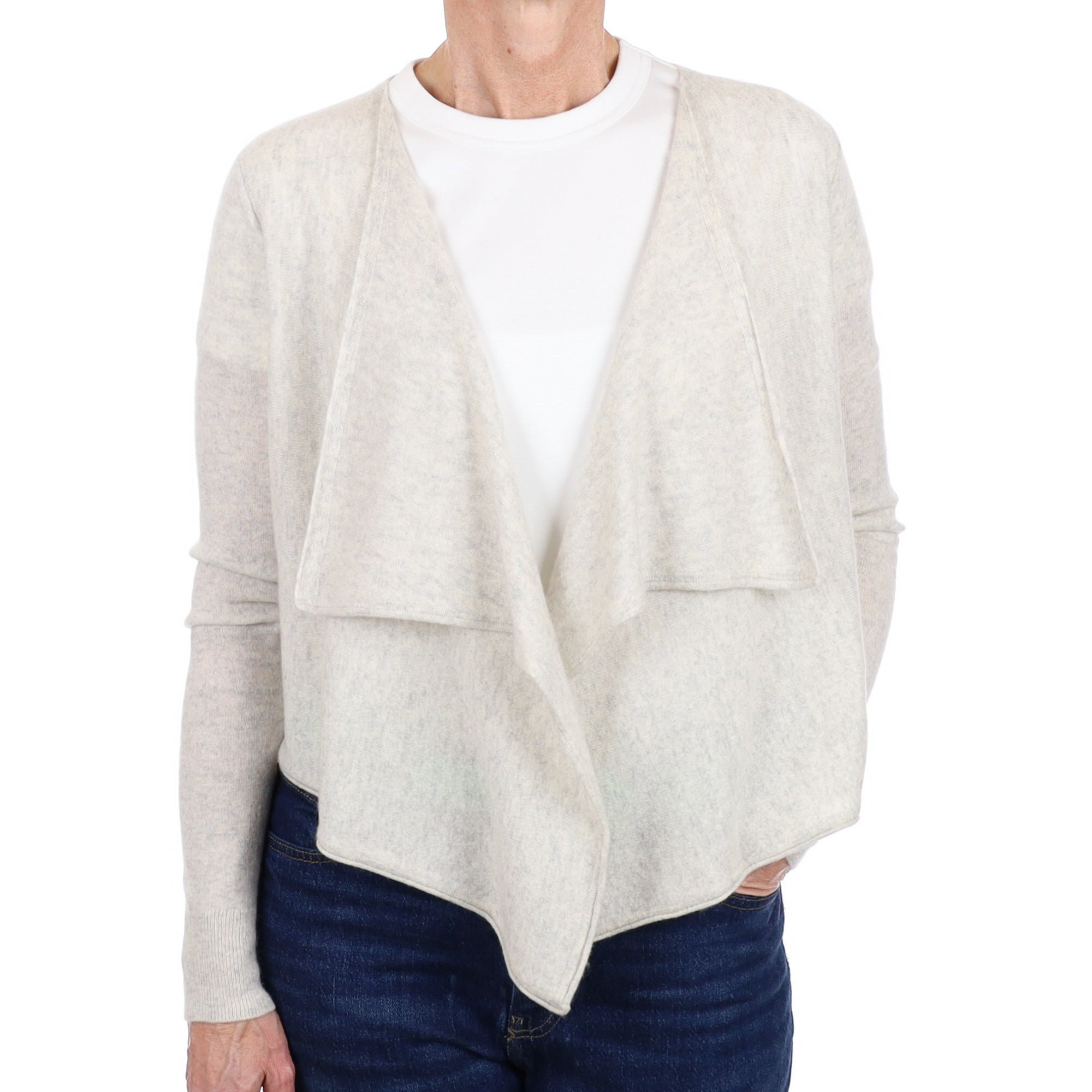 Vince Mist Grey Cashmere Edge To Edge Waterfall Cardigan Small