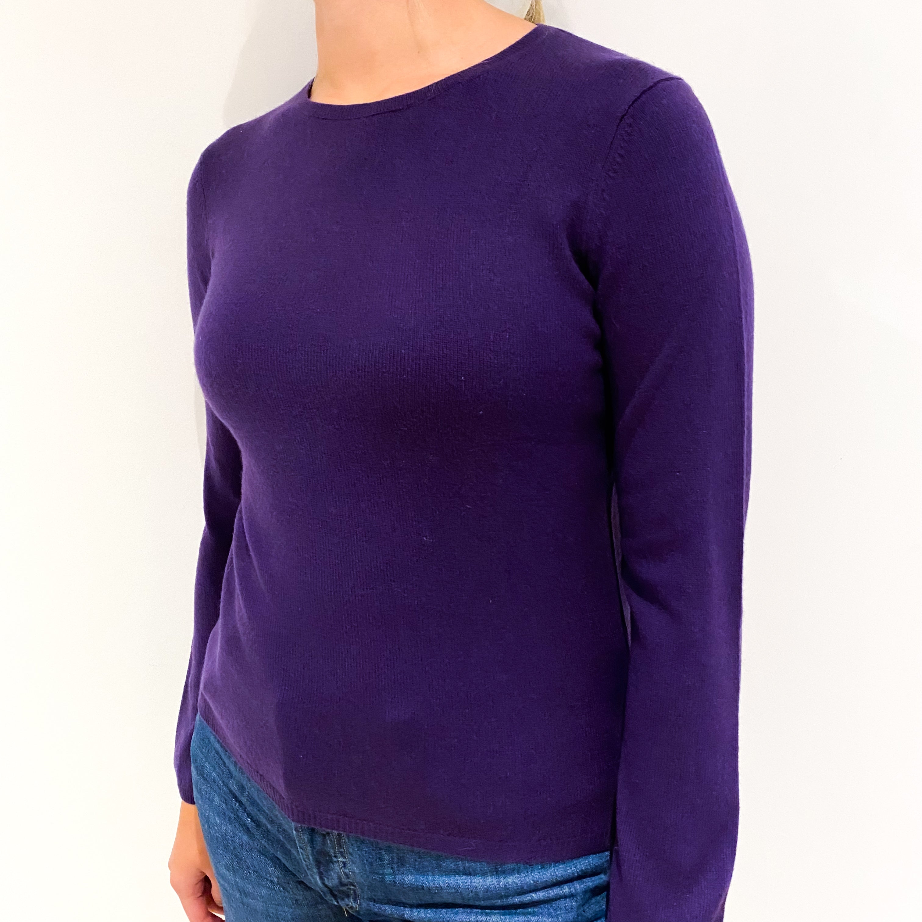 Pansy Purple Cashmere Crew Neck Jumper Small