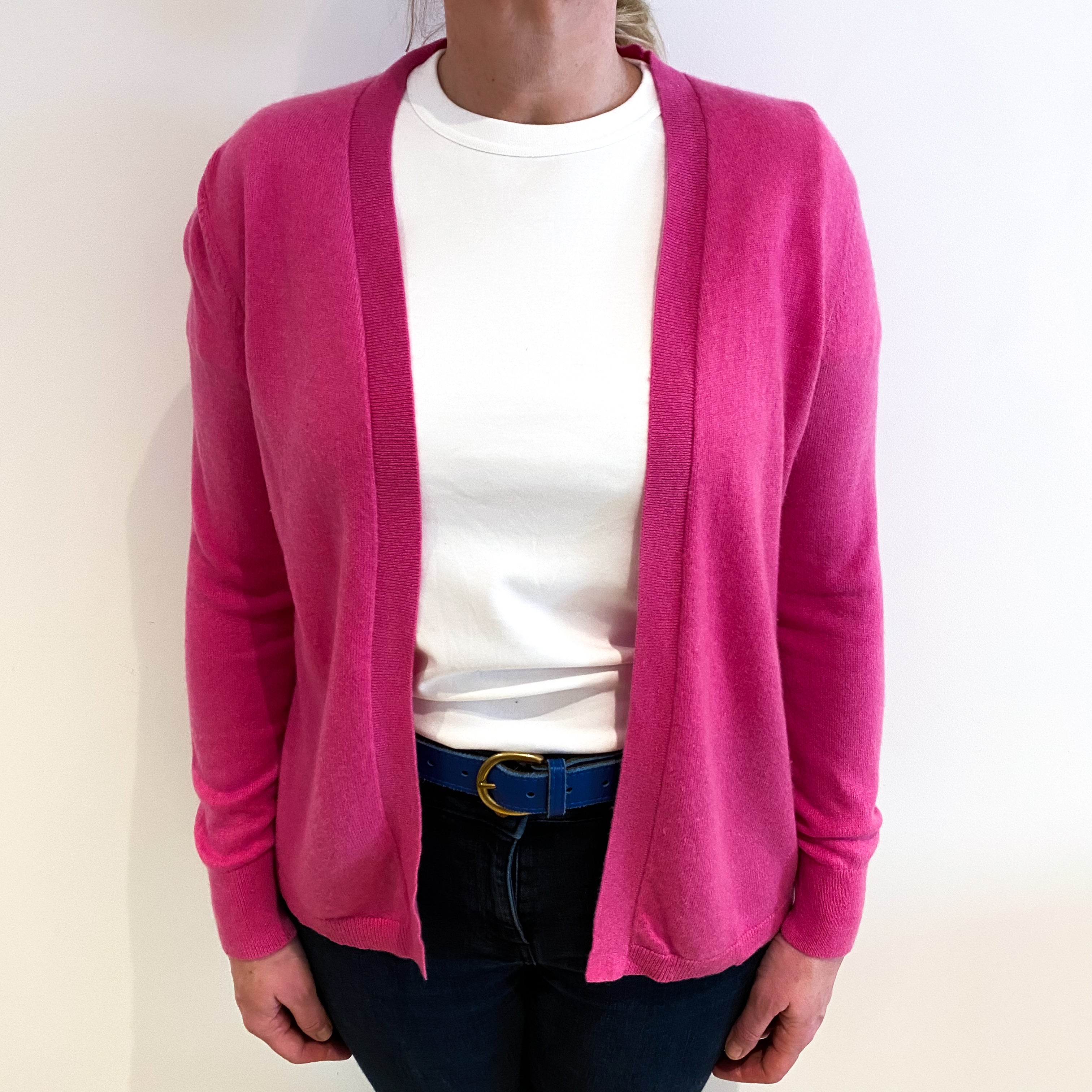 Tulip Pink Cashmere Edge To Edge Cardigan Large