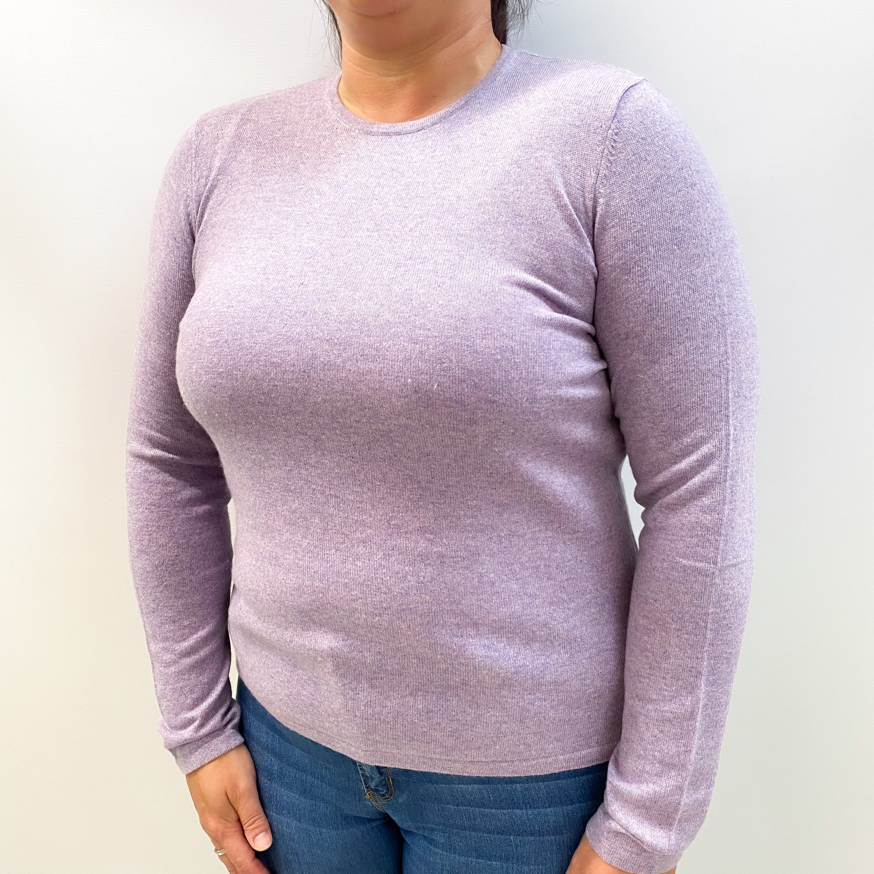 Lavender Marl Cashmere Crew Neck Jumper Large