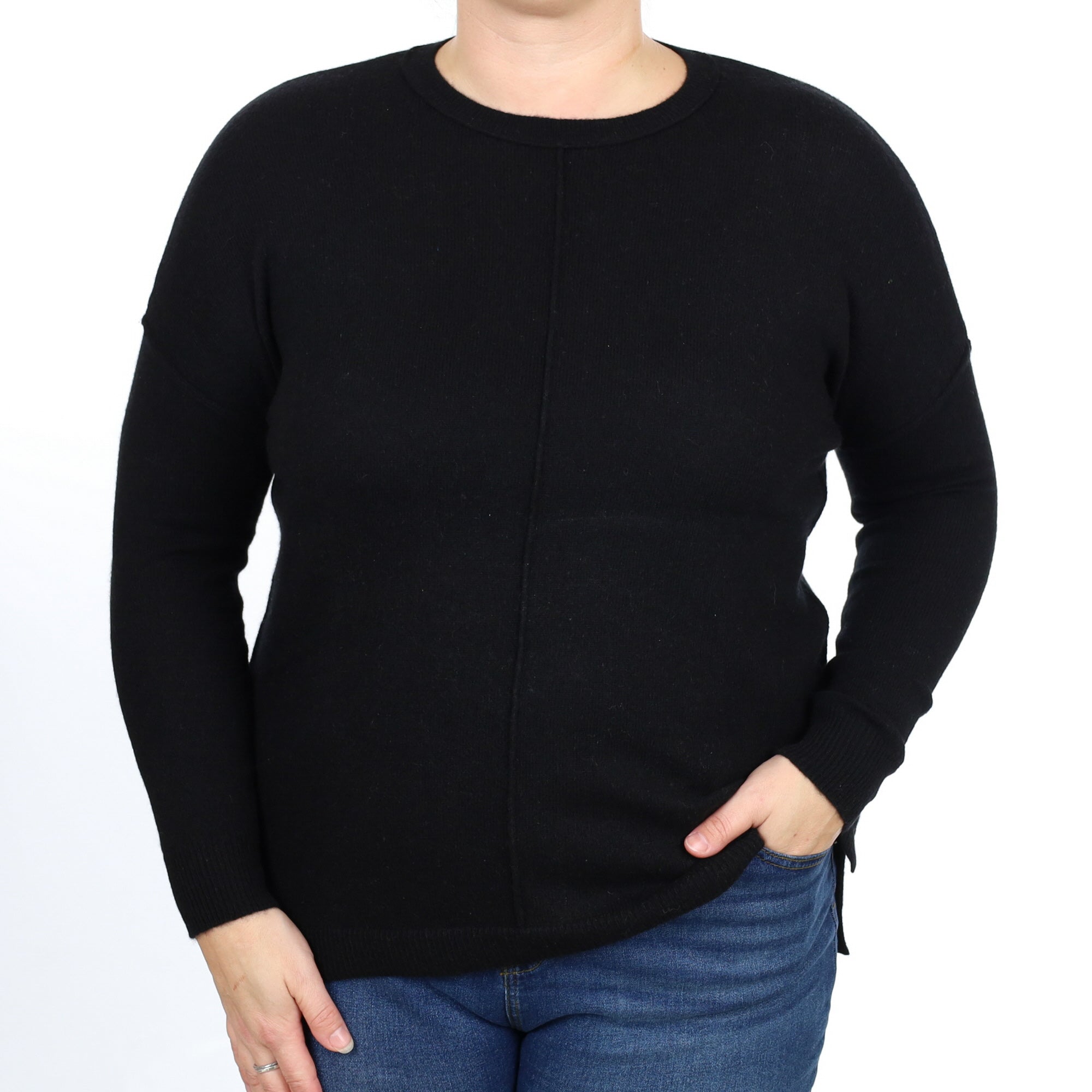 Black Cashmere Crew Neck Jumper Large