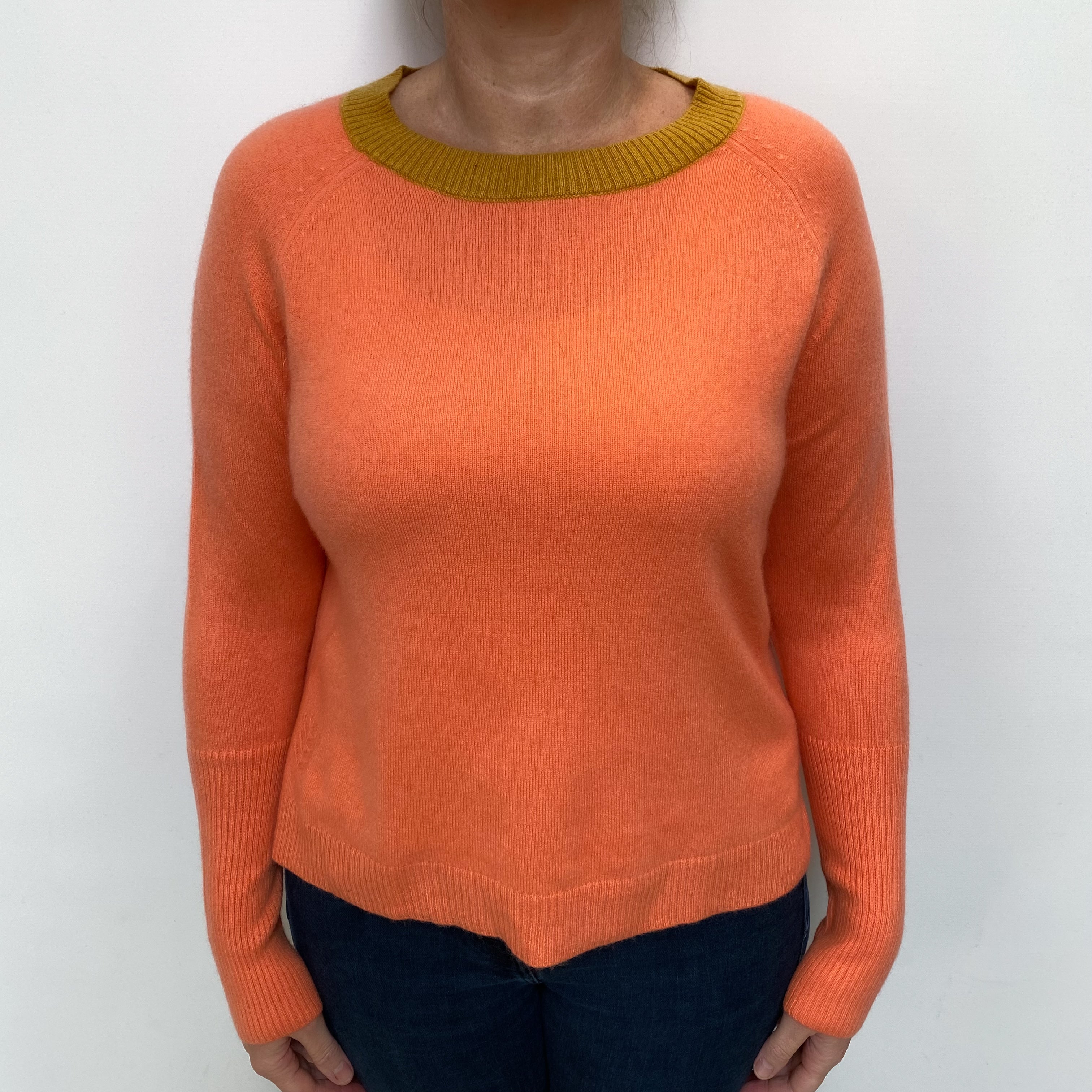 Tangerine Orange Cashmere Crew Neck Jumper Large