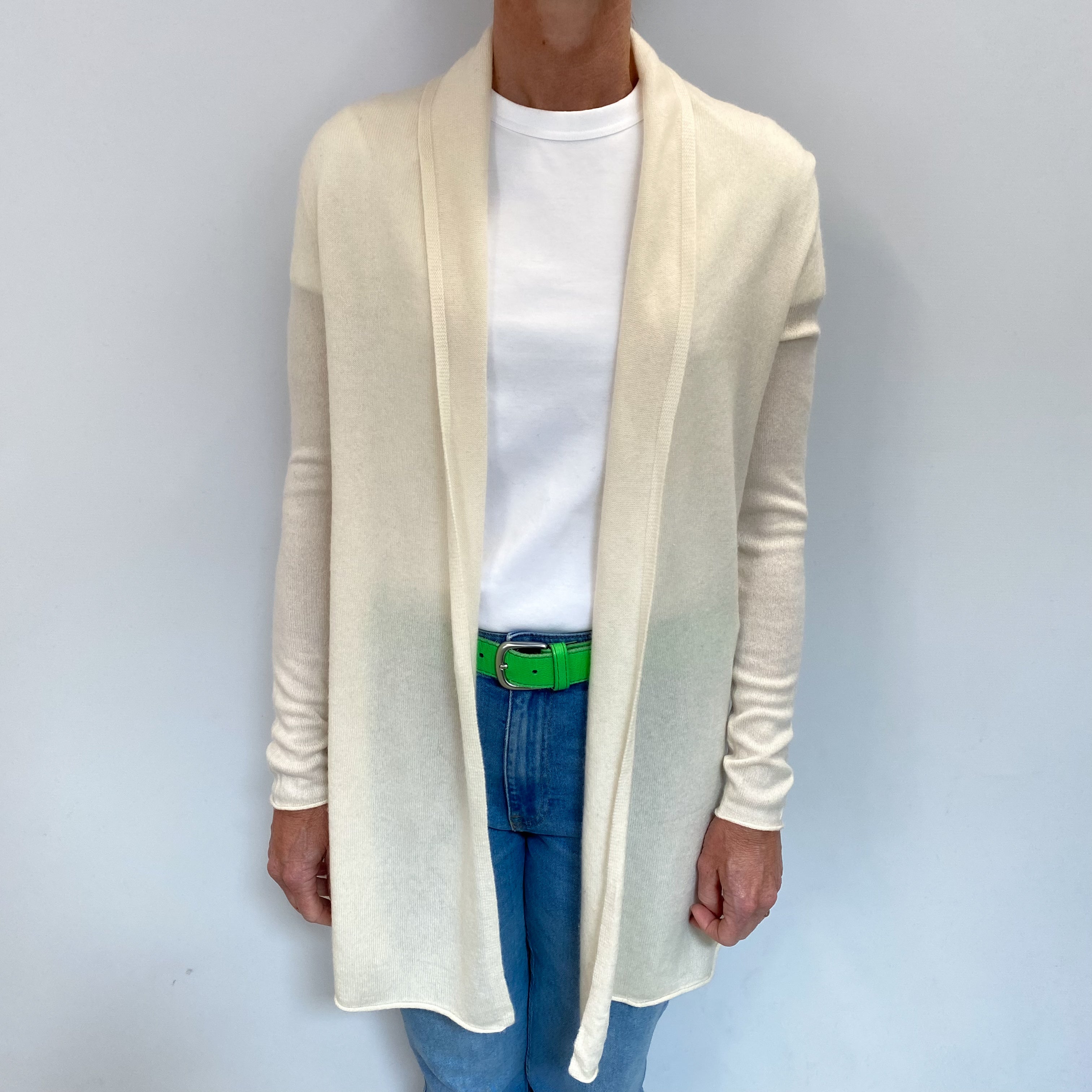 Vanilla Cream Cashmere Edge To Edge Cardigan Small