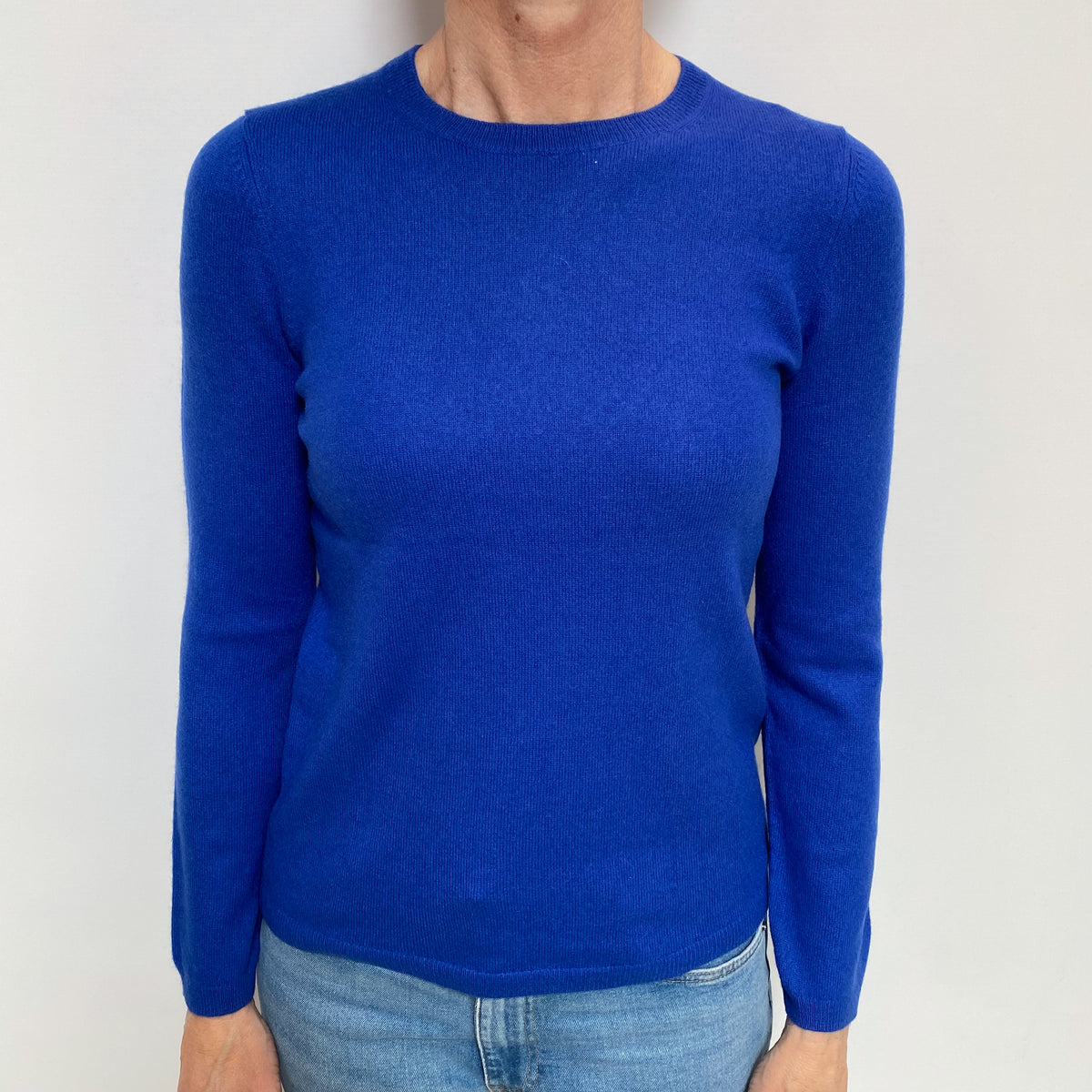 Cobalt Blue Cashmere Crew Neck Jumper Small