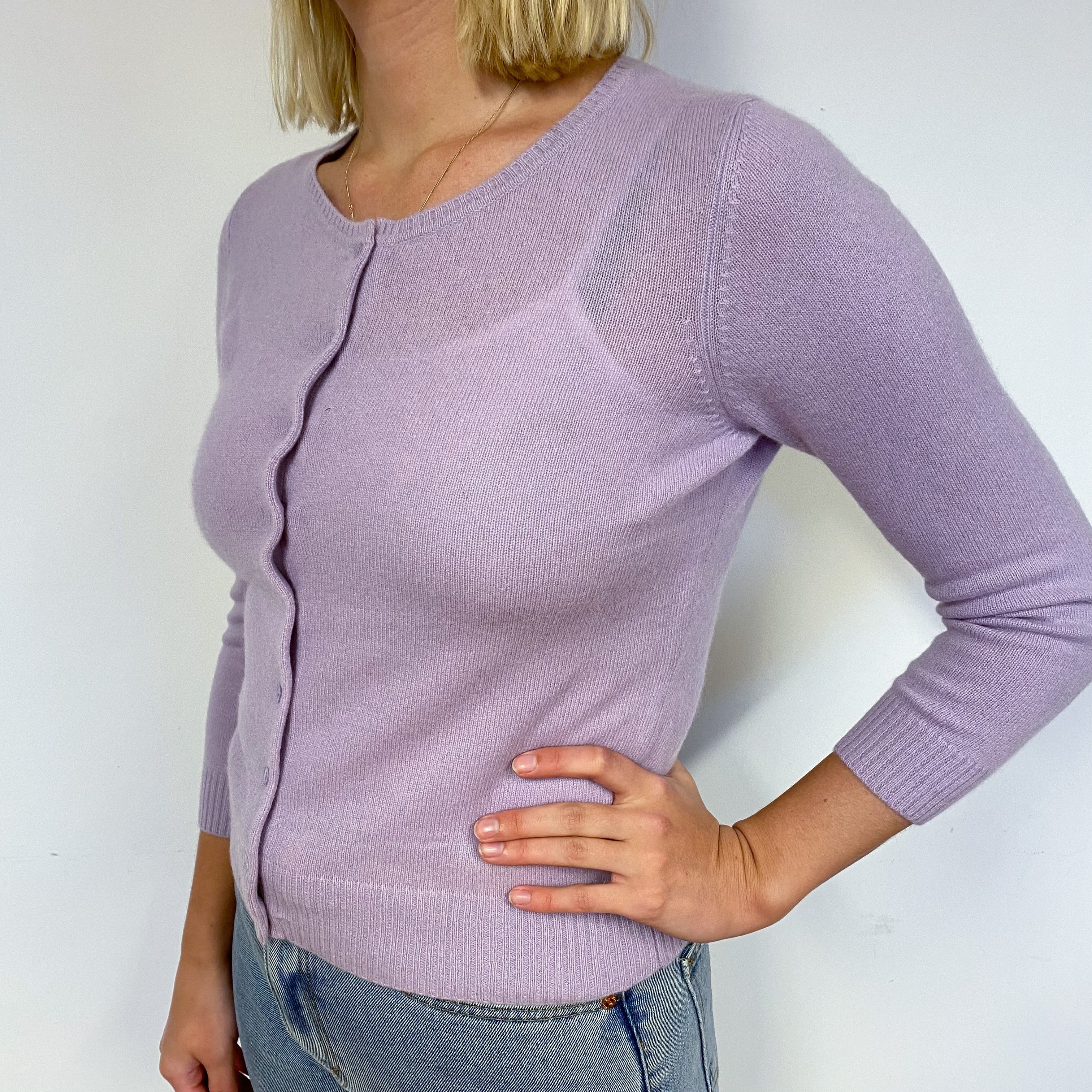 Lilac Cashmere Cardigan Small