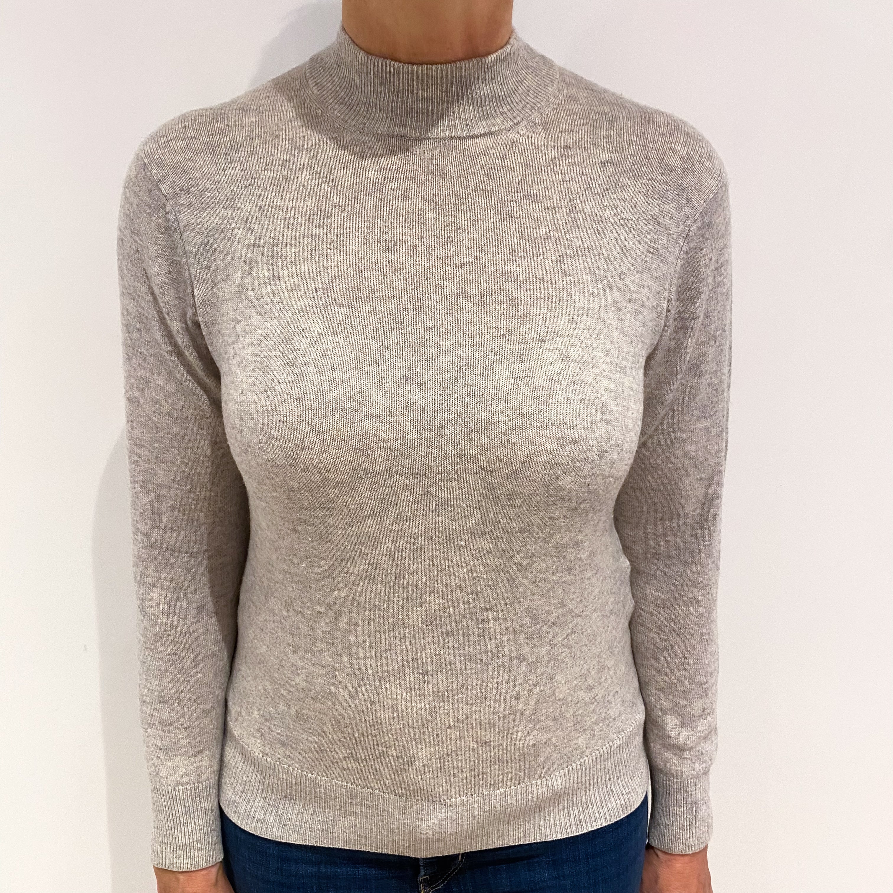 Smoke Grey Cashmere Turtle Neck Jumper Medium