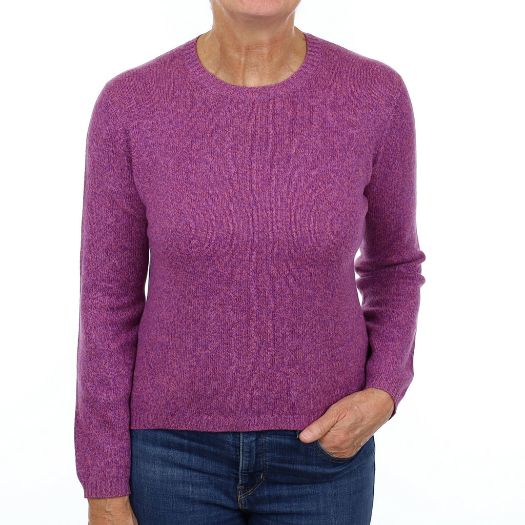Lavender Purple Marl Cashmere Crew Neck Jumper Medium