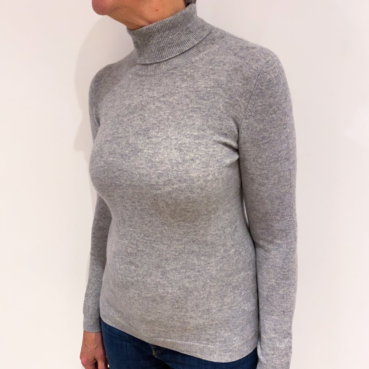 Smokes Grey Cashmere Polo Neck Jumper Medium