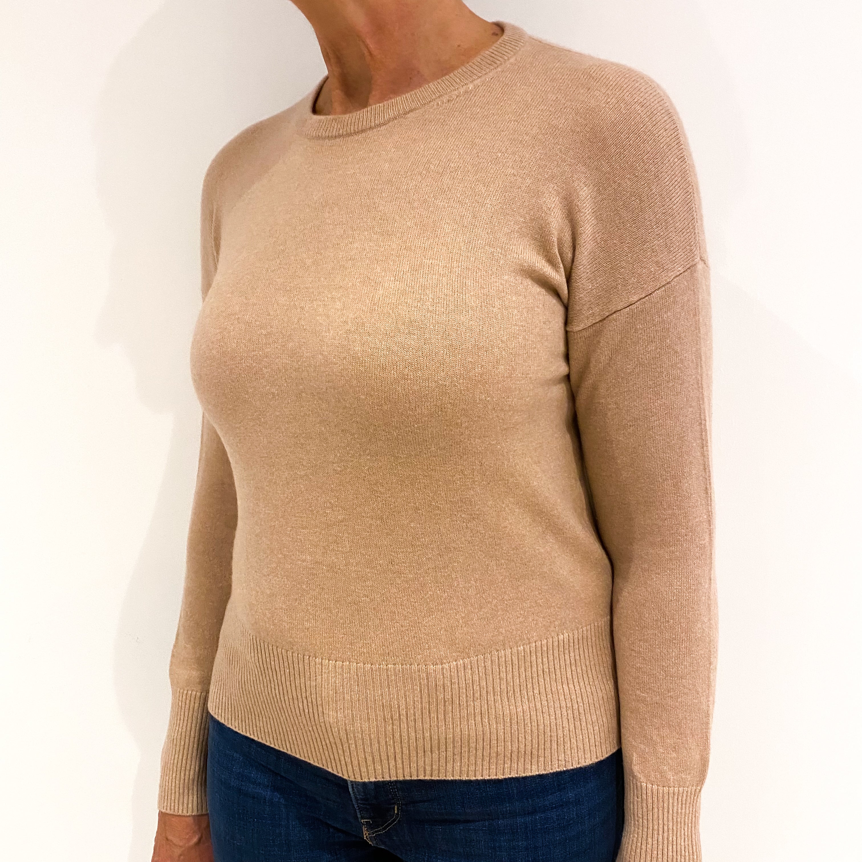 Blush Pink Cashmere Crew Neck Jumper Medium