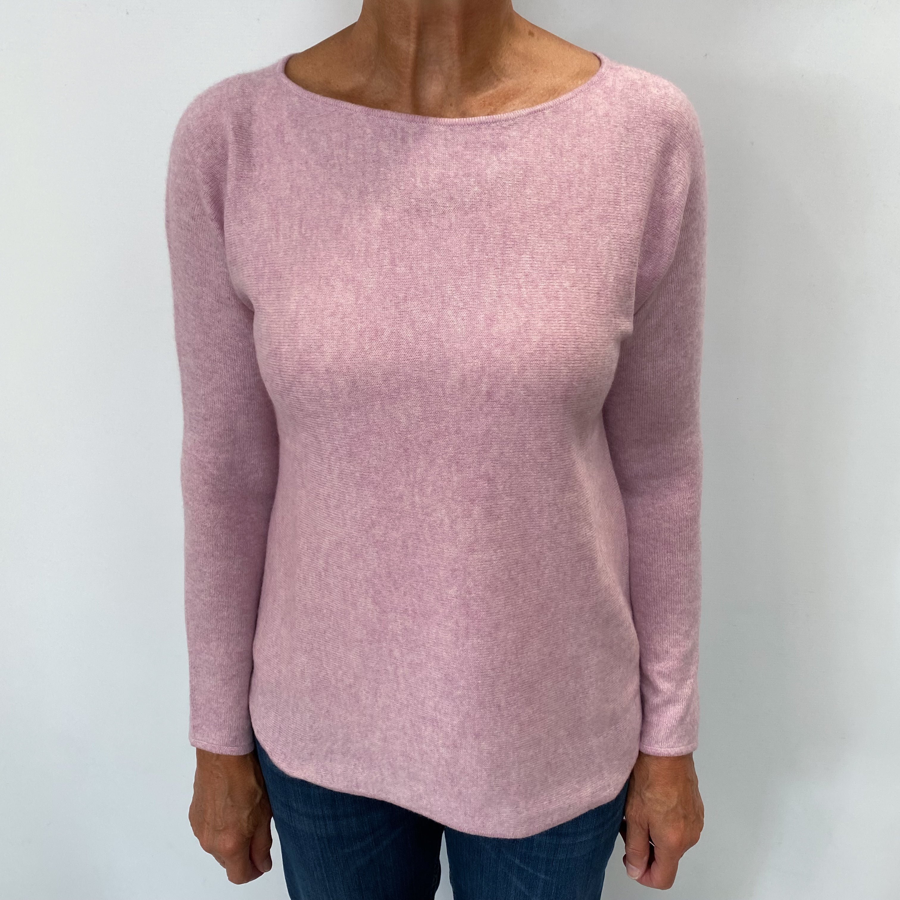 Carnation Lilac Marl Cashmere Crew Neck Jumper Medium