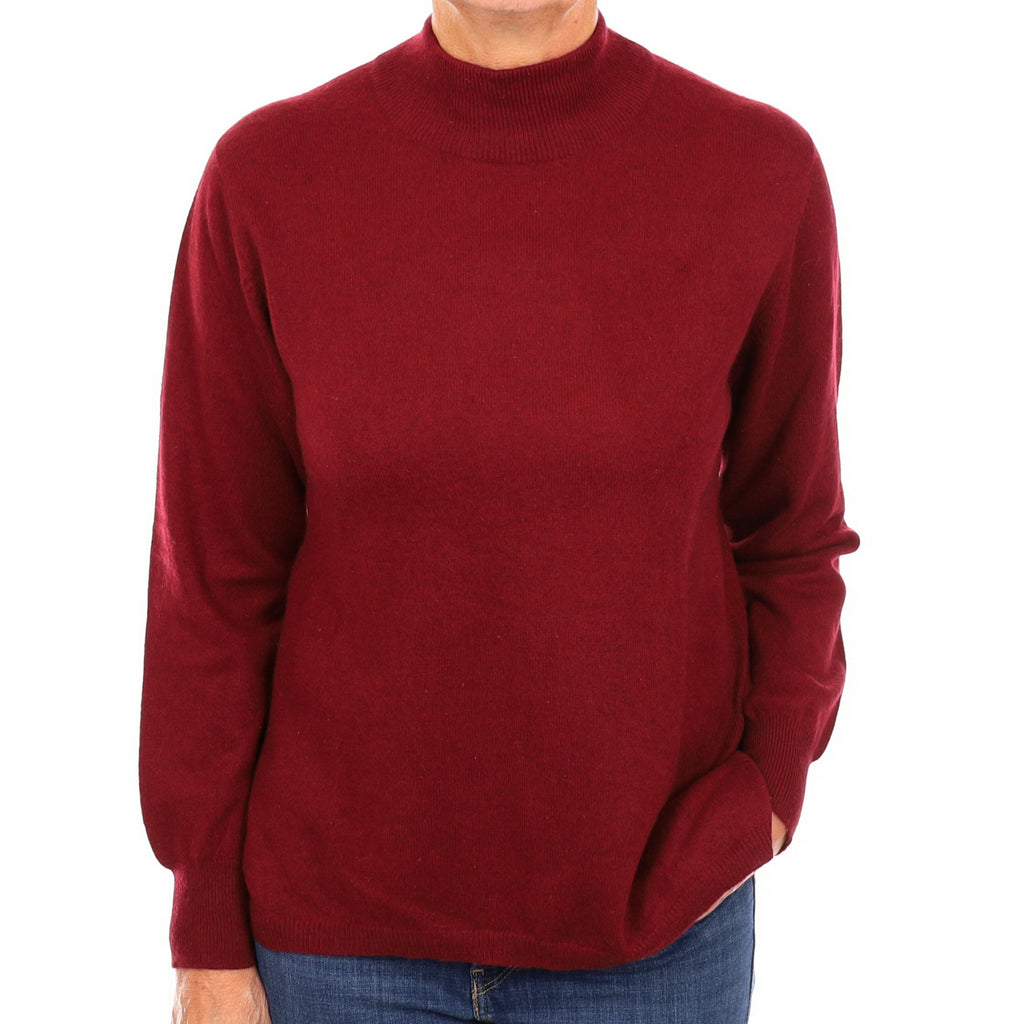 Wine Red Cashmere Turtle Neck Jumper Medium