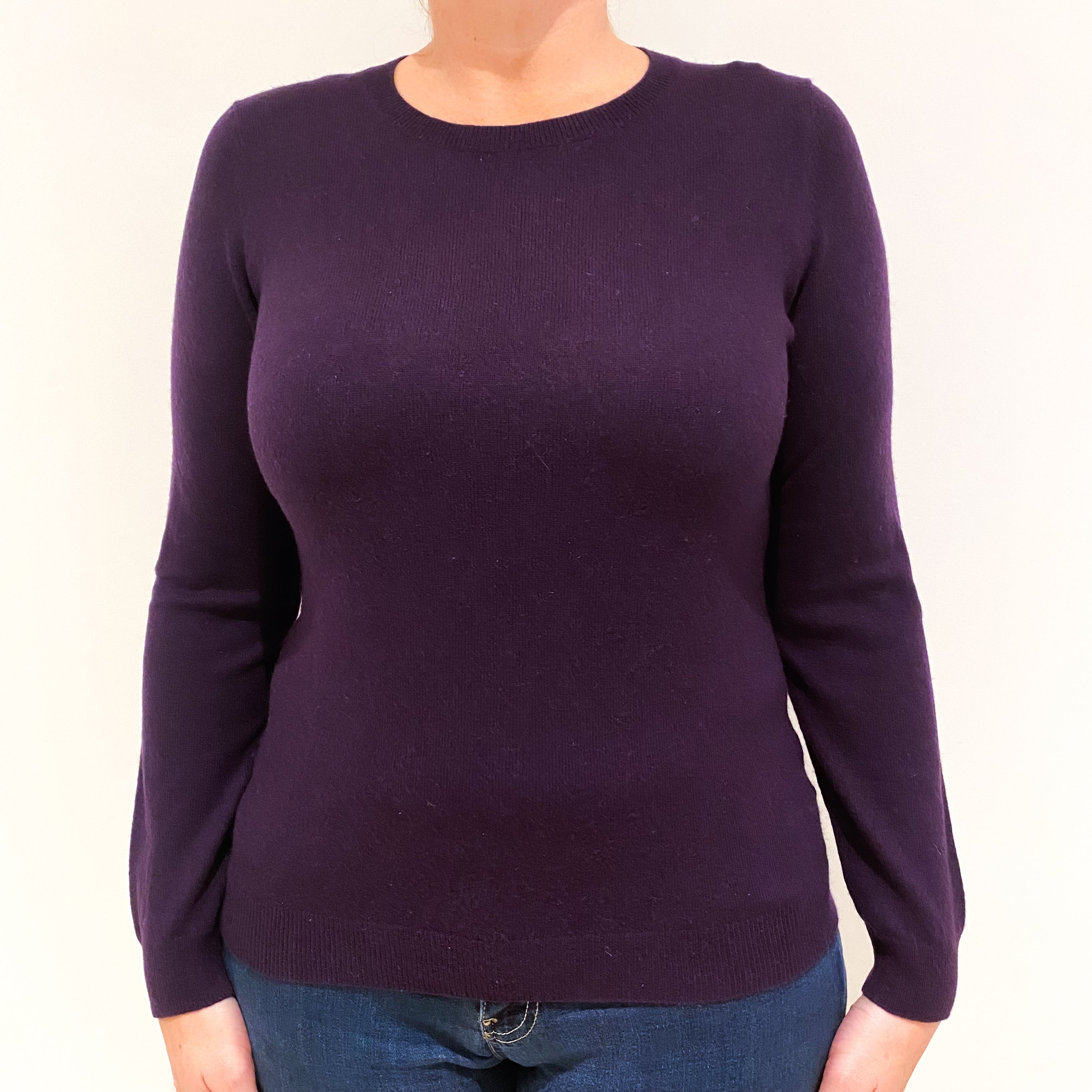 Grape Purple Cashmere Crew Neck Jumper Large