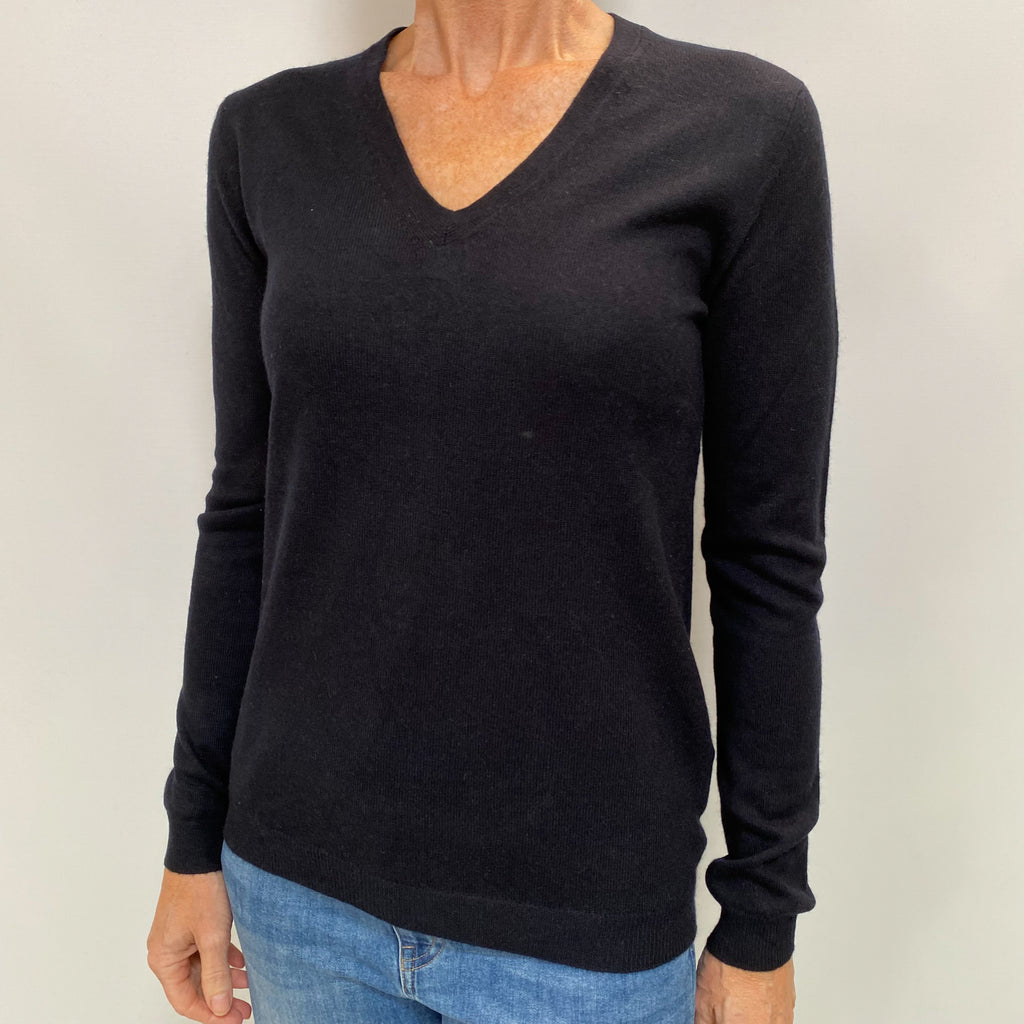 Dark Navy Cashmere V Neck Jumper Small