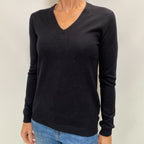 Dark Navy Cashmere V Neck Jumper Small