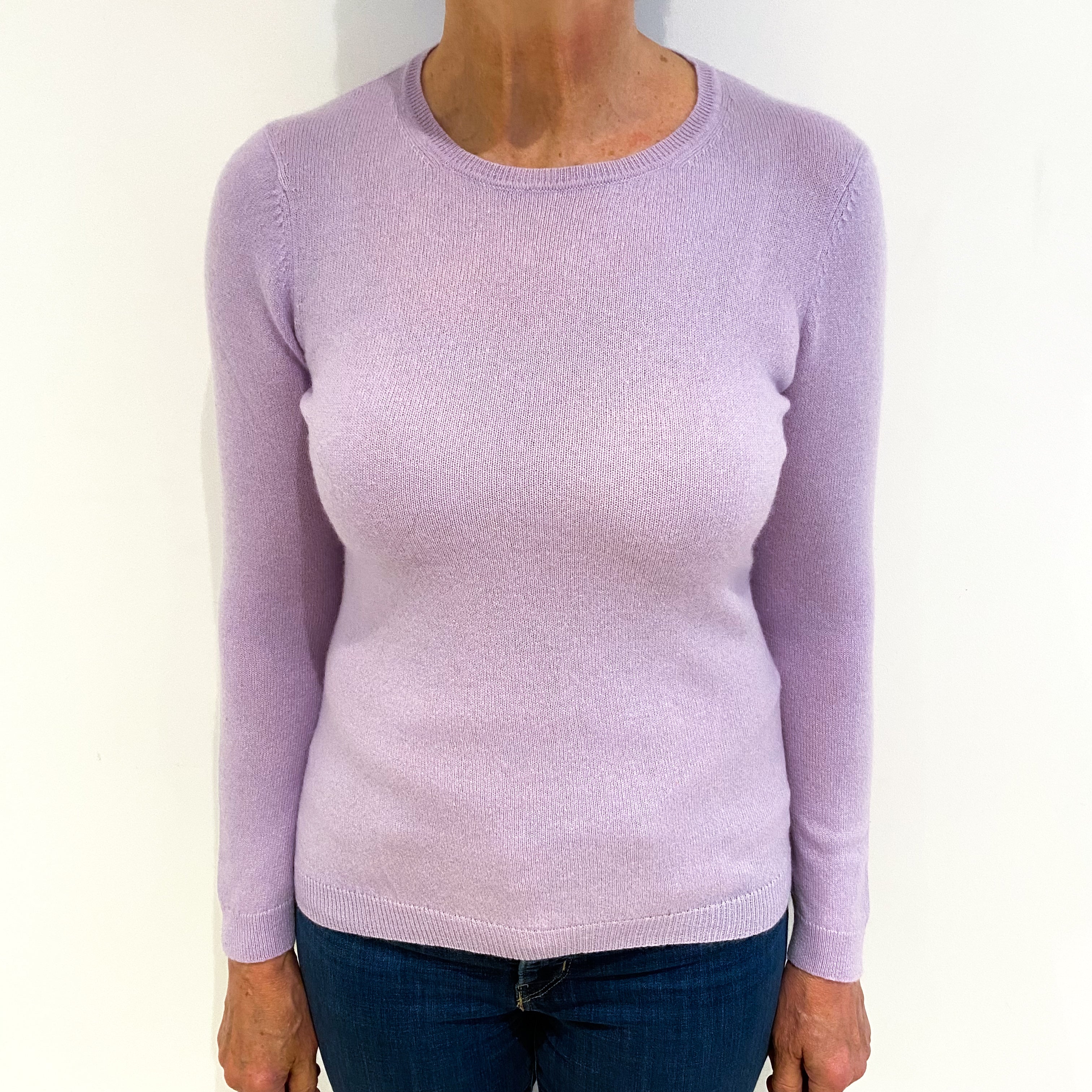 Pale Lilac Cashmere Crew Neck Jumper Medium