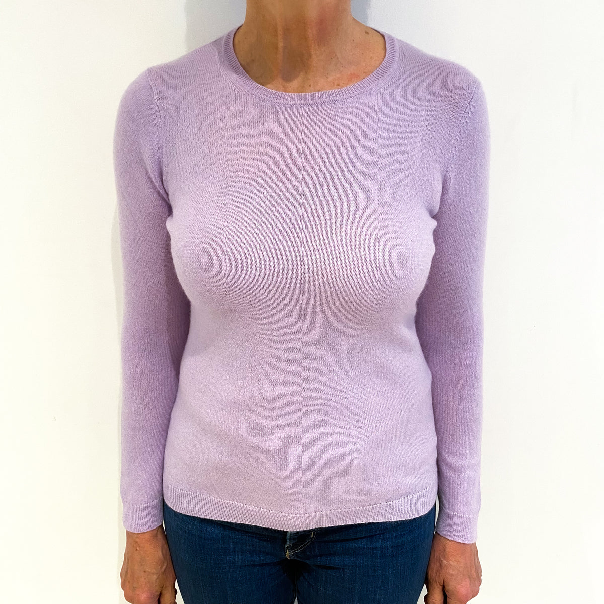 Pale Lilac Cashmere Crew Neck Jumper Medium