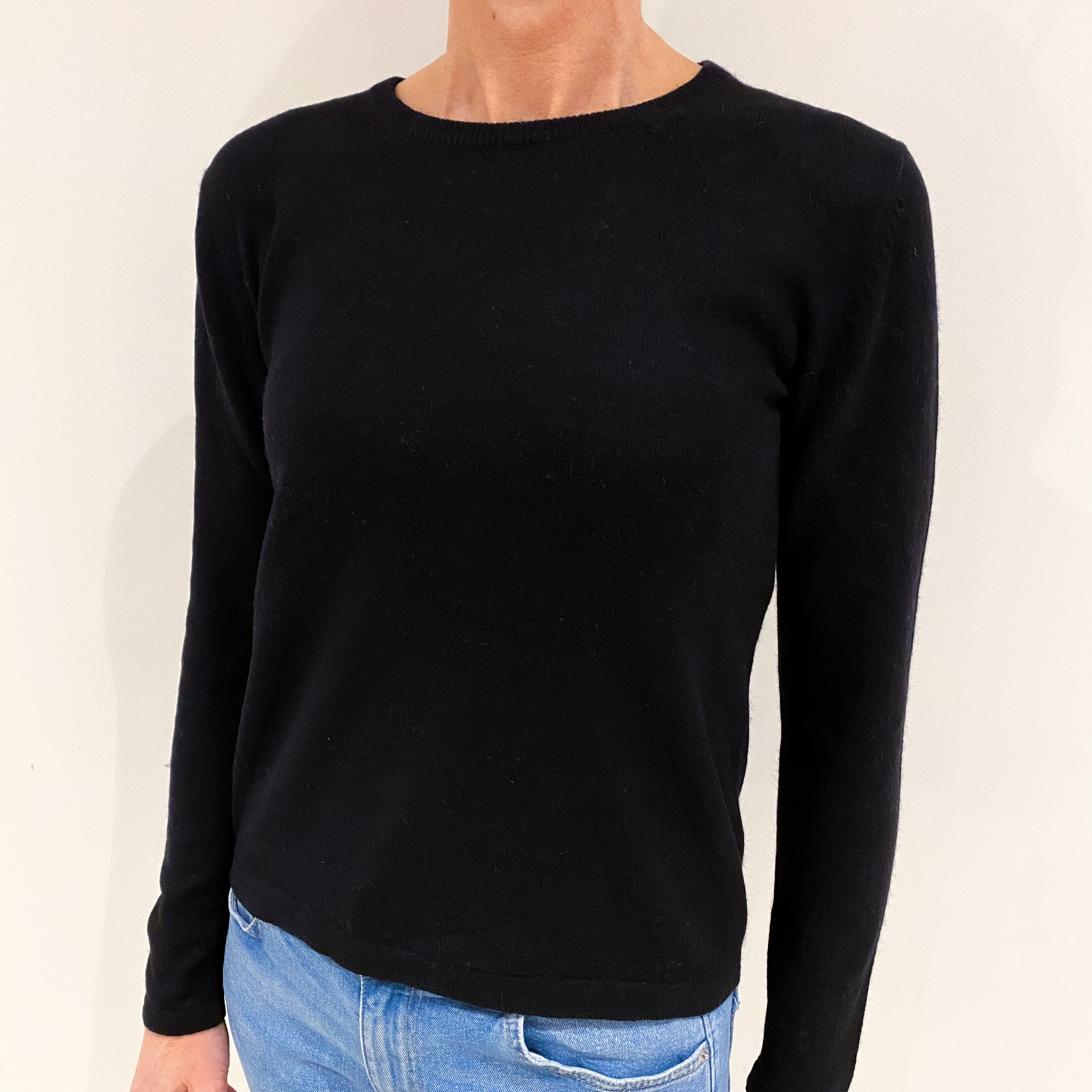 Black Cashmere Crew Neck Jumper Small