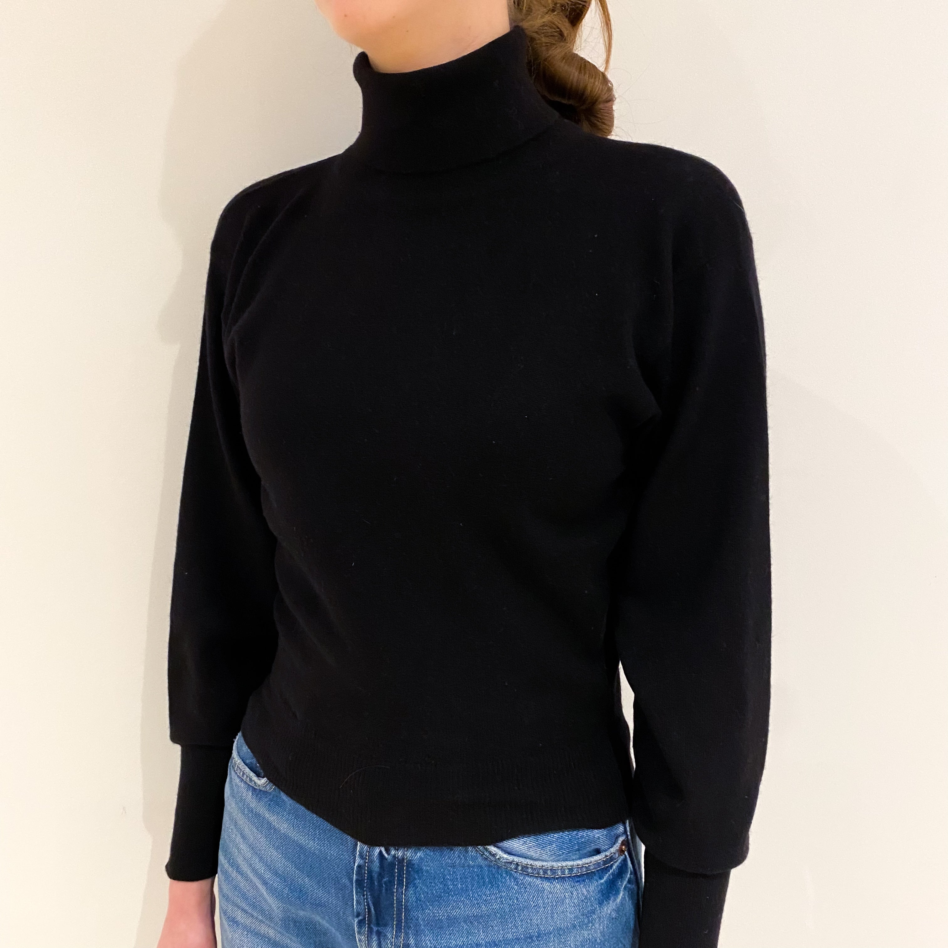 Black Cashmere Polo Neck Jumper Extra Small