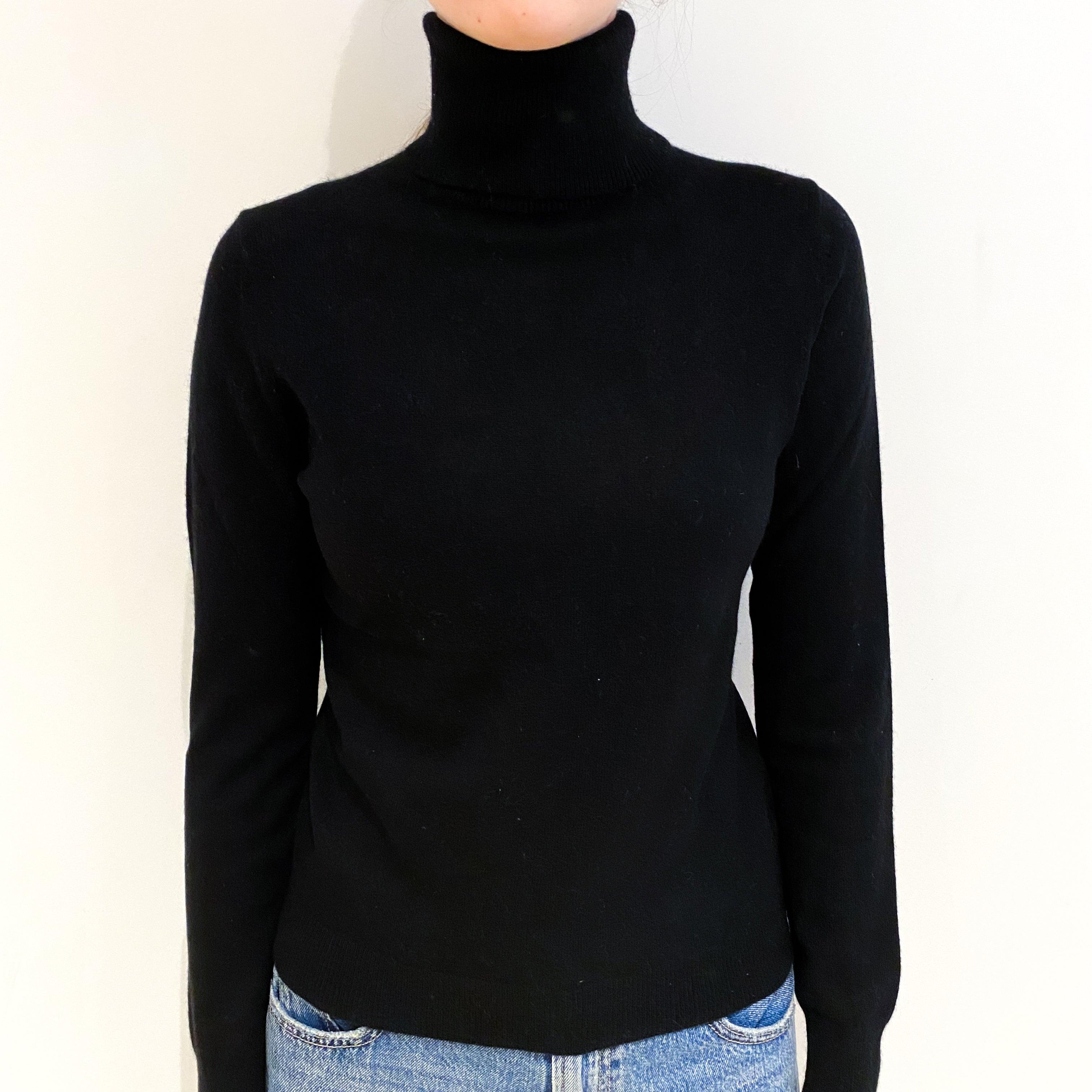 Black Cashmere Polo Neck Jumper Extra Small