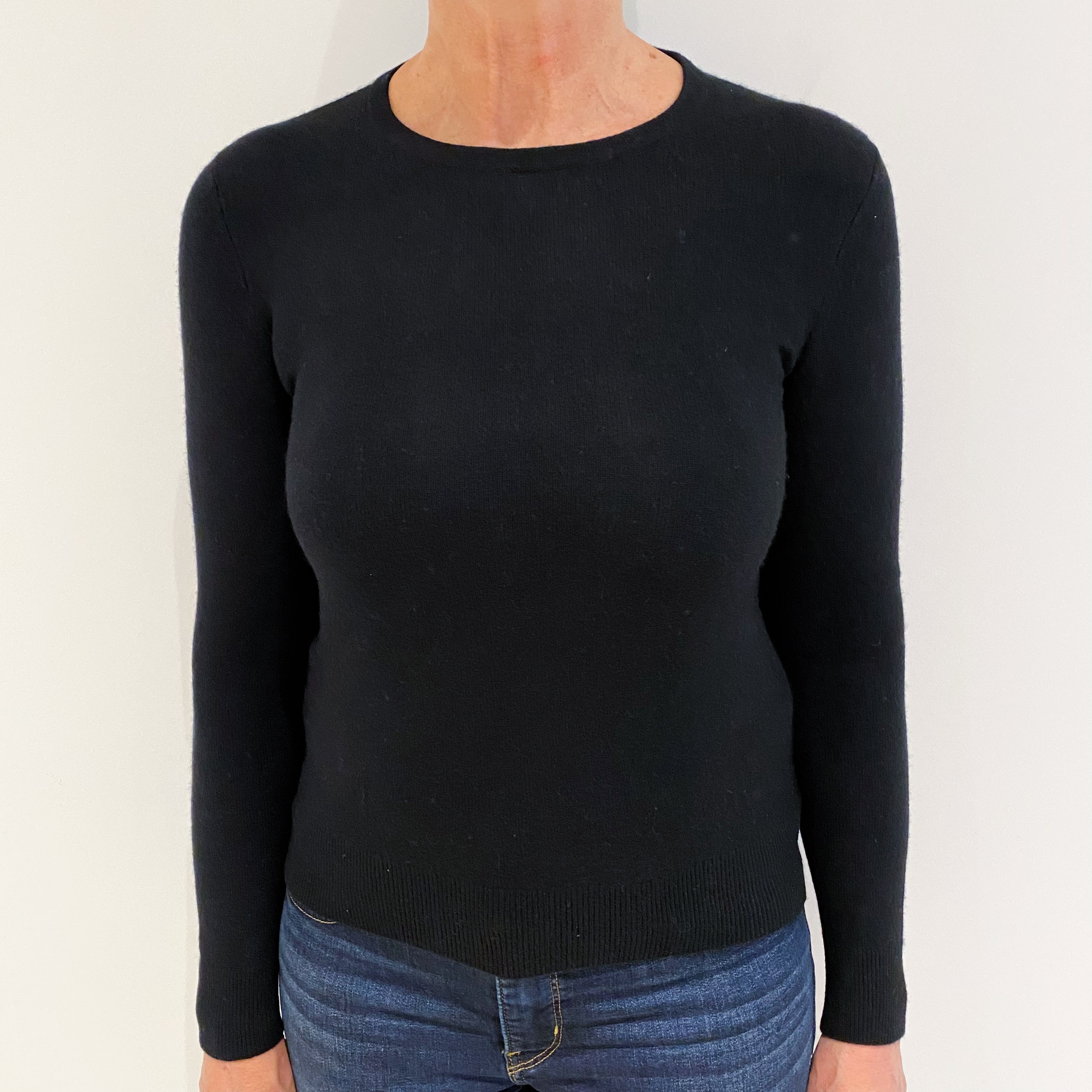 Black Cashmere Crew Neck Jumper Medium