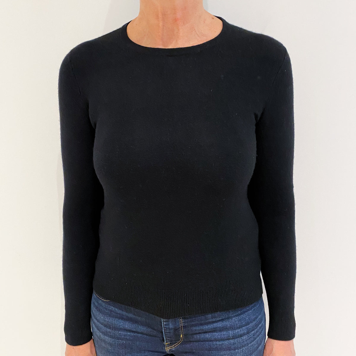 Black Cashmere Crew Neck Jumper Medium