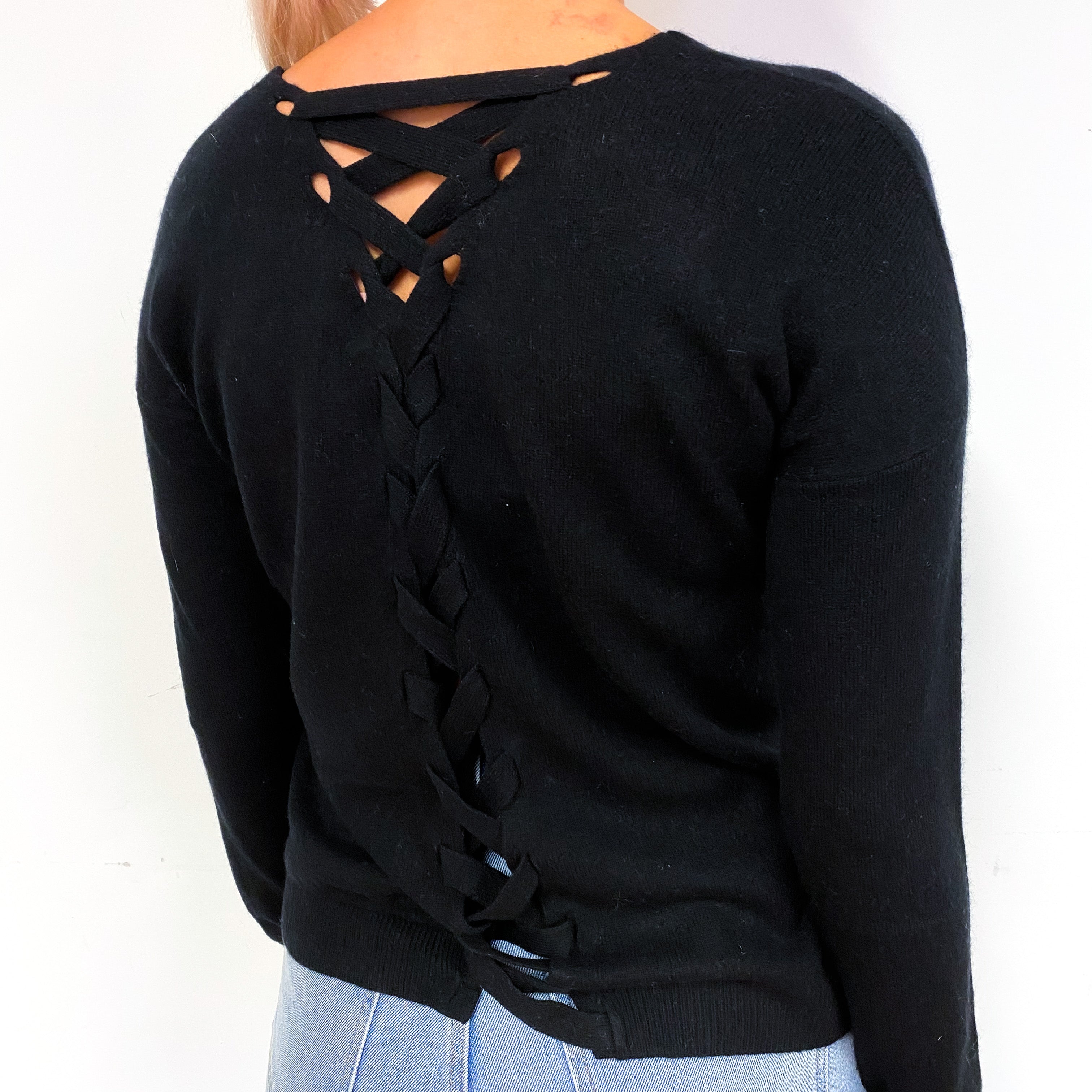 Black Slouchy Cashmere V-Neck Jumper Small