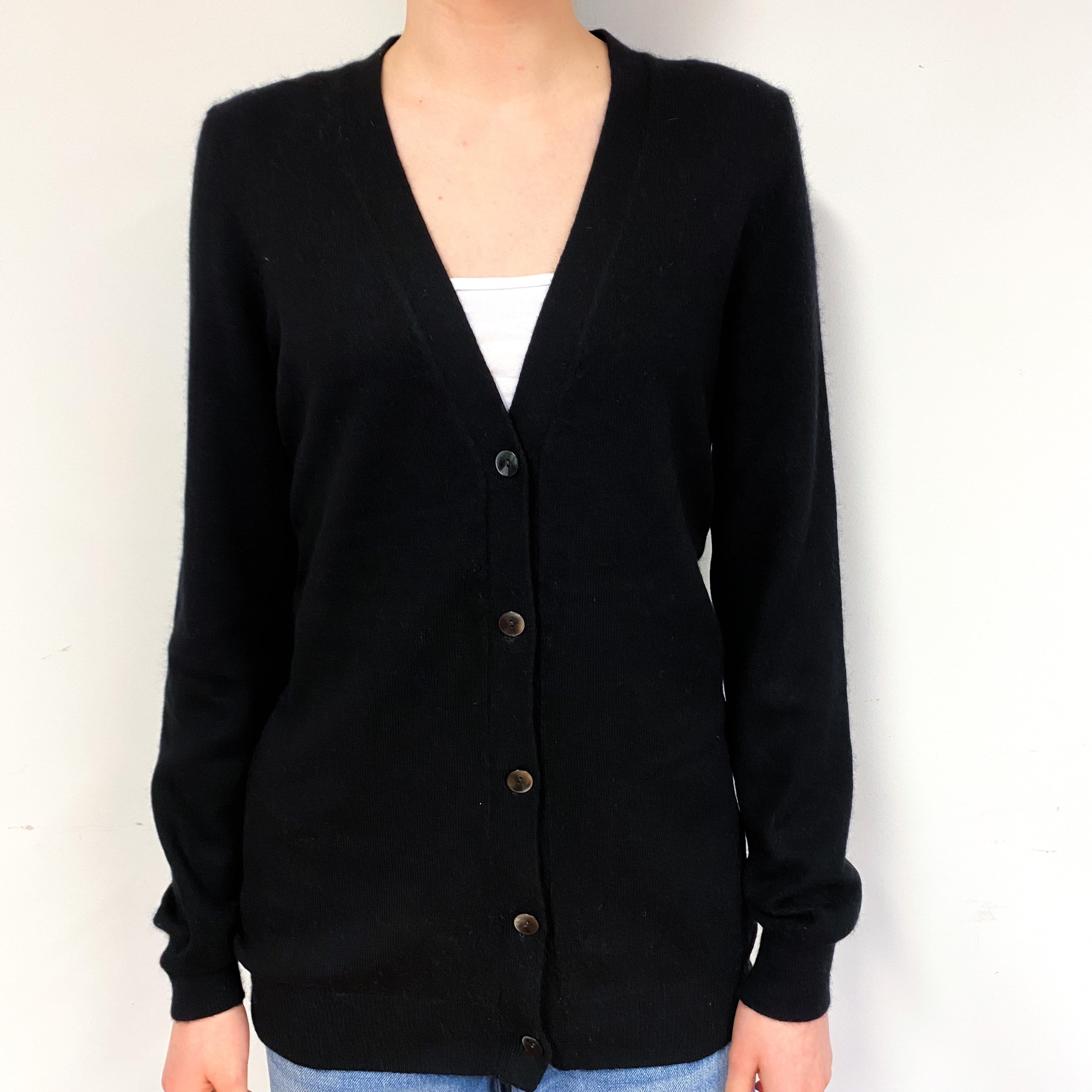 Black Cashmere V-Neck Cardigan Extra Small