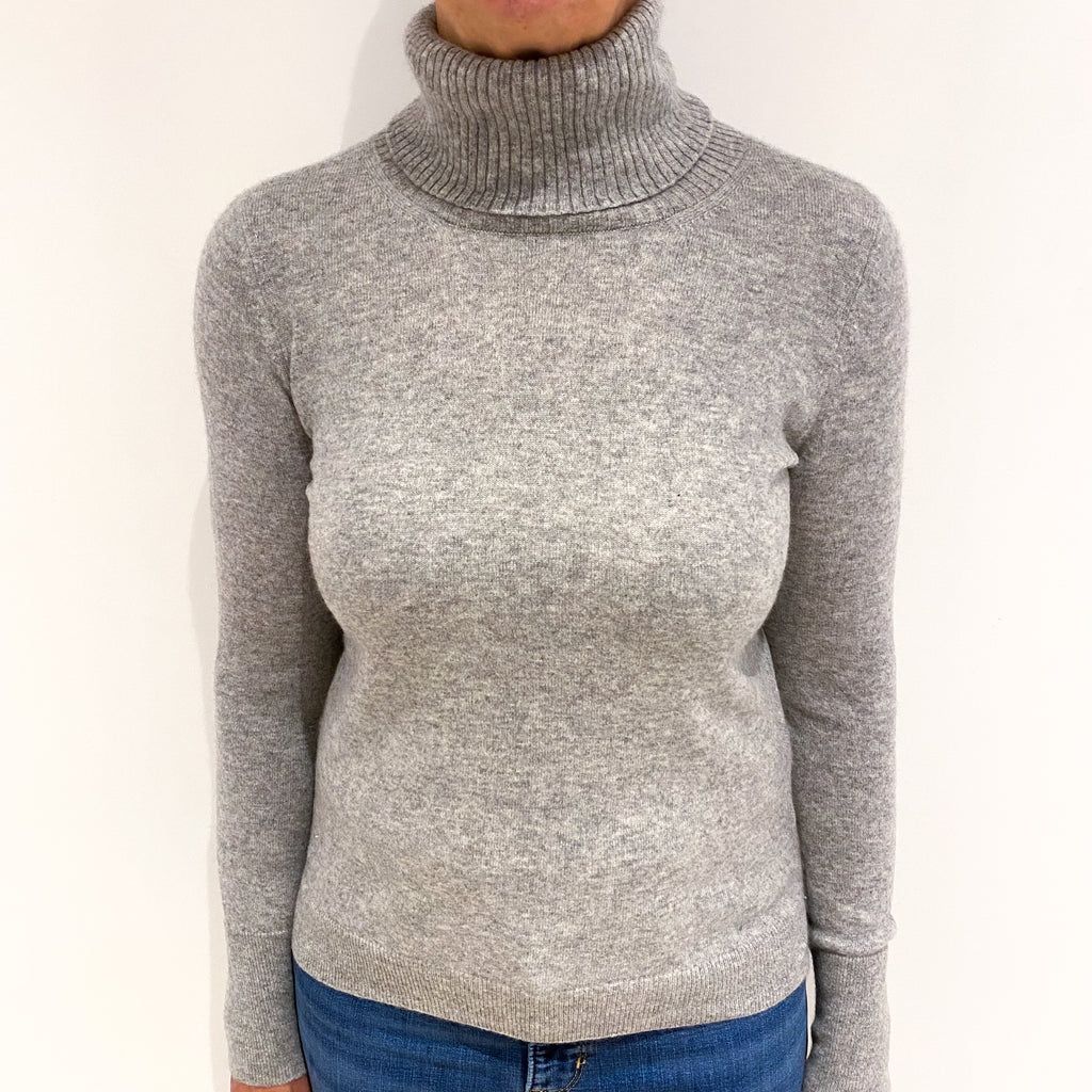 Smoke Grey Cashmere Polo Neck Jumper Medium