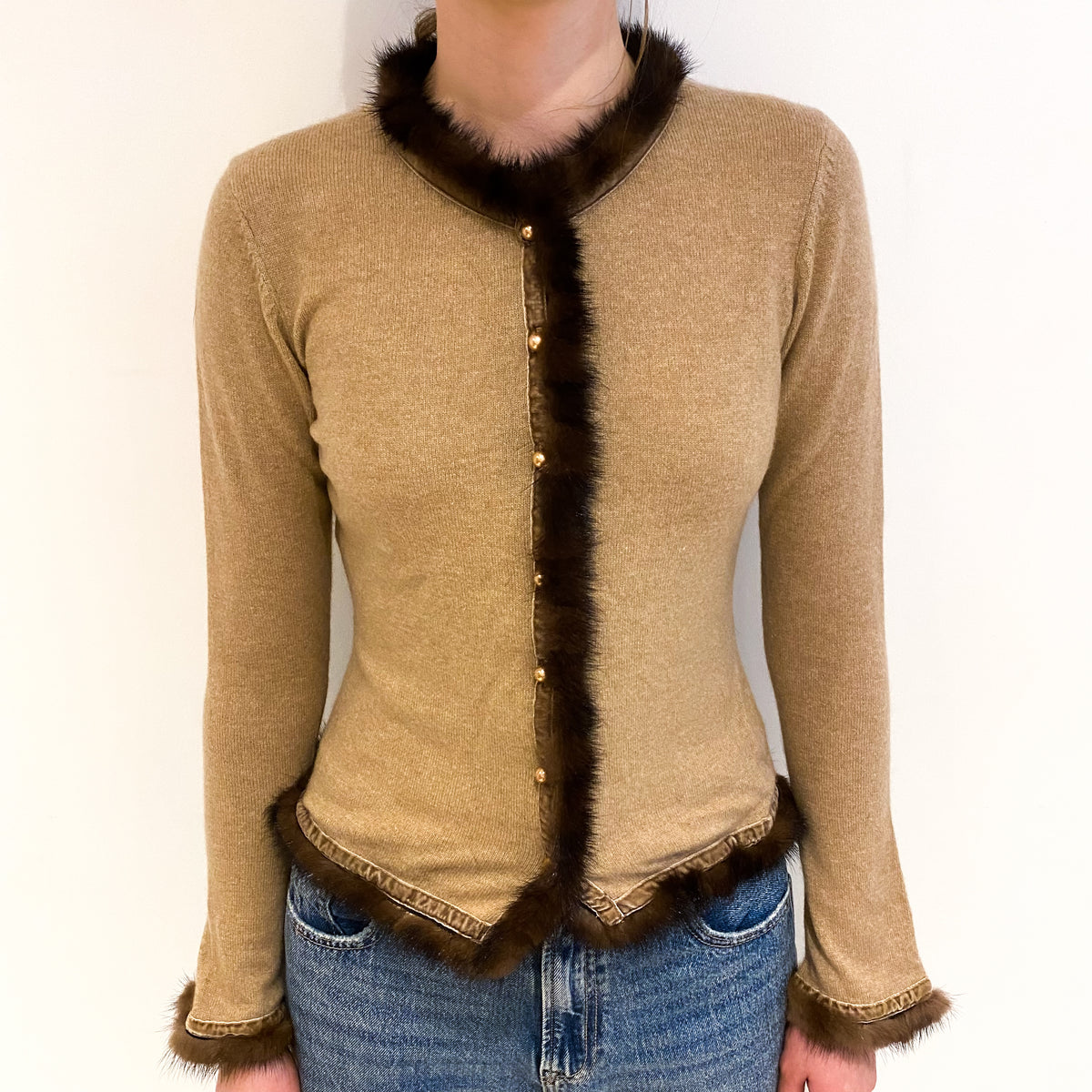 Caramel Brown Cashmere Cardigan Extra Small