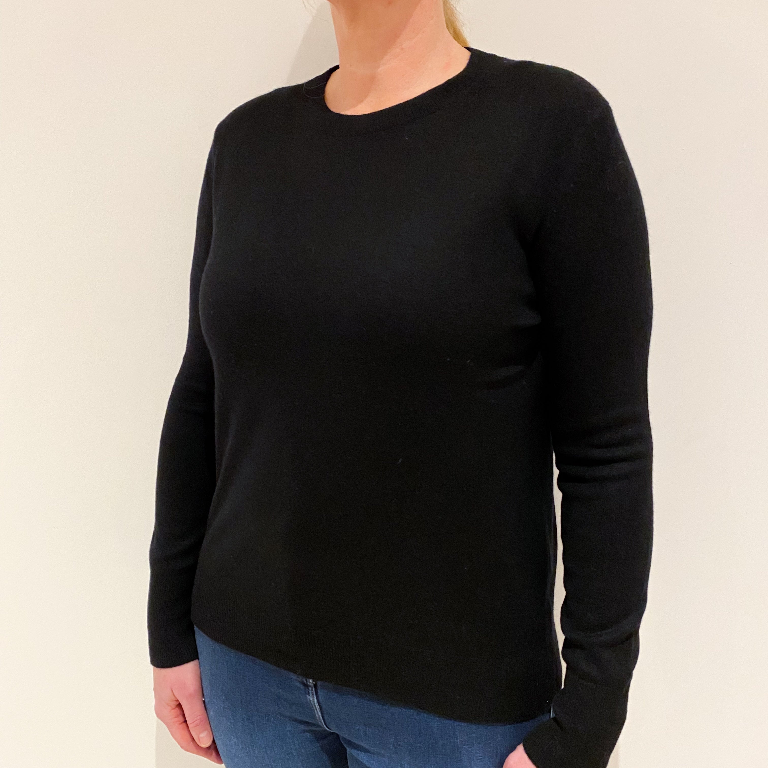 Black Cashmere Crew Neck Jumper Large
