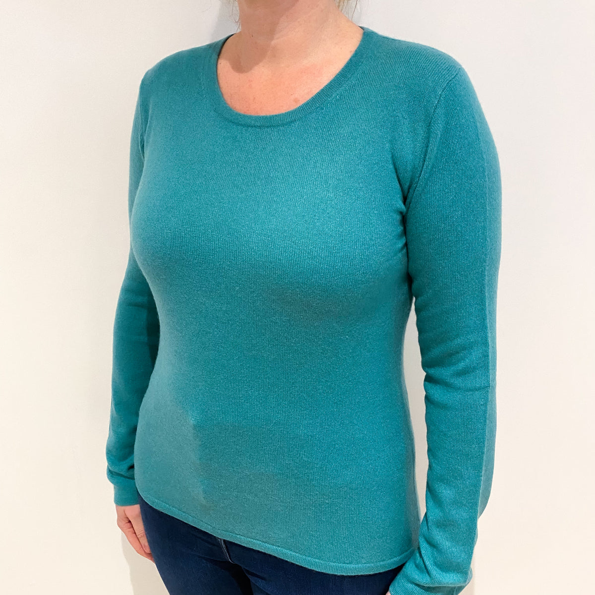 Sea Foam Green Cashmere Crew Neck Jumper Large