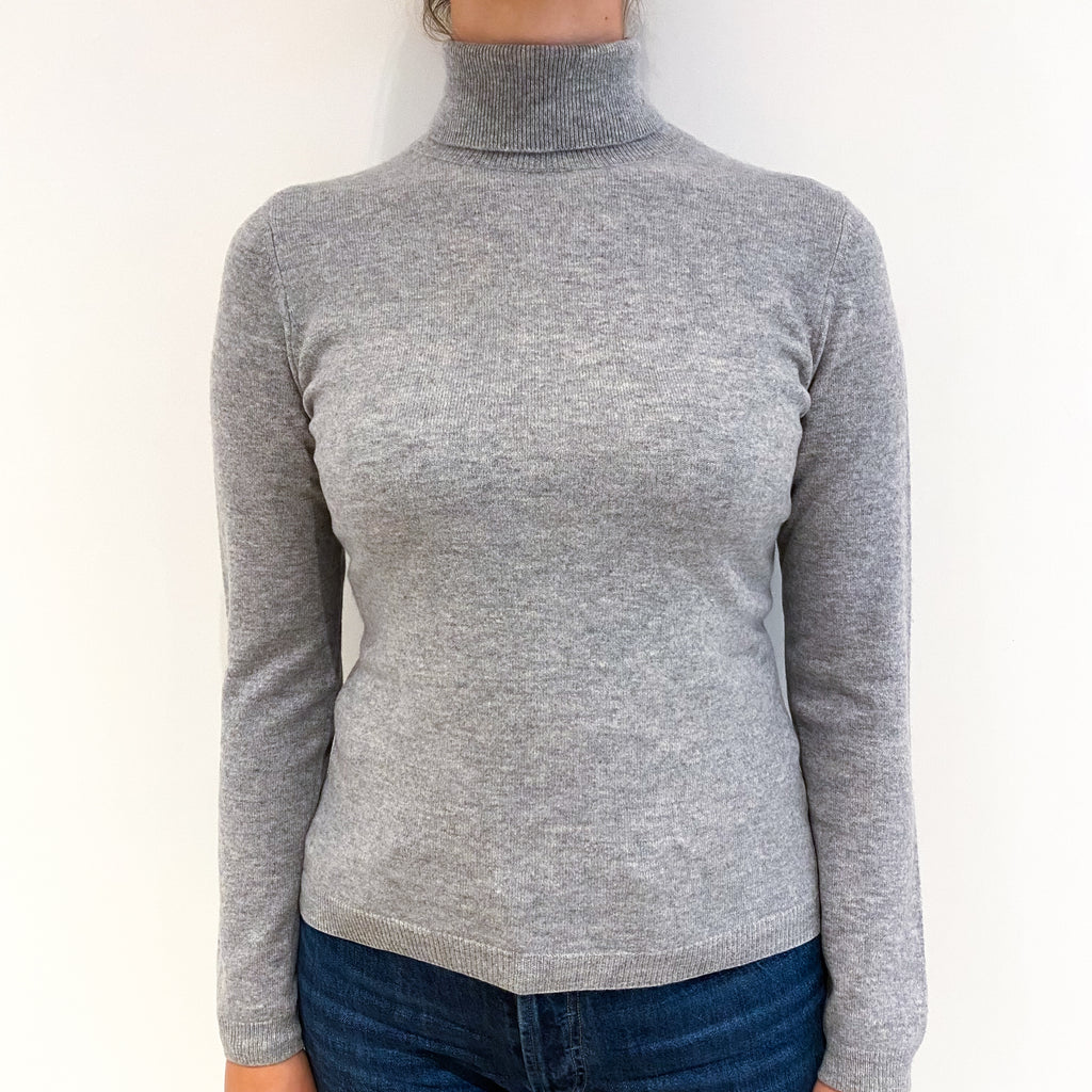 Smoke Grey Cashmere Polo Neck Jumper Small