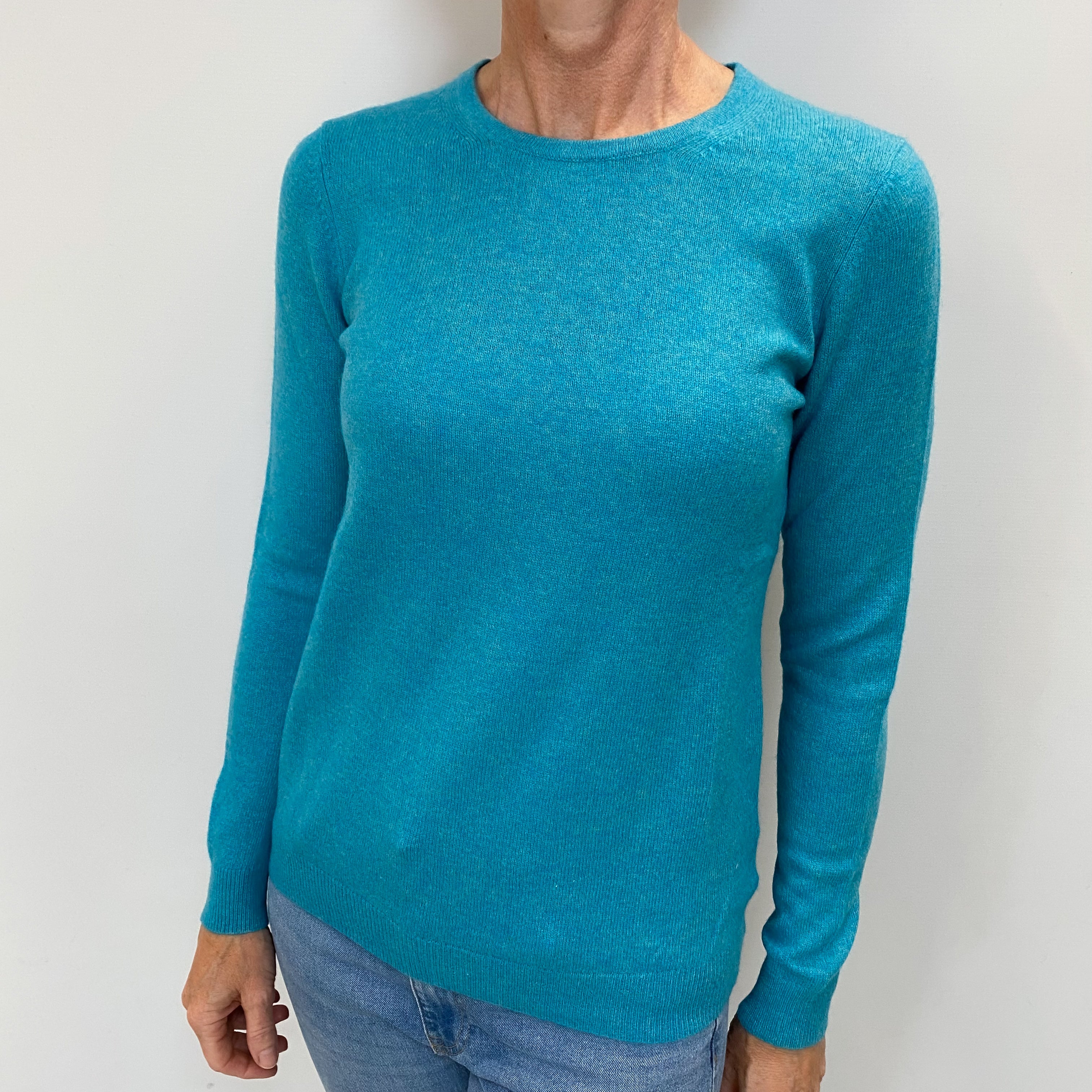 Turquoise Blue Cashmere Crew Neck Jumper Small
