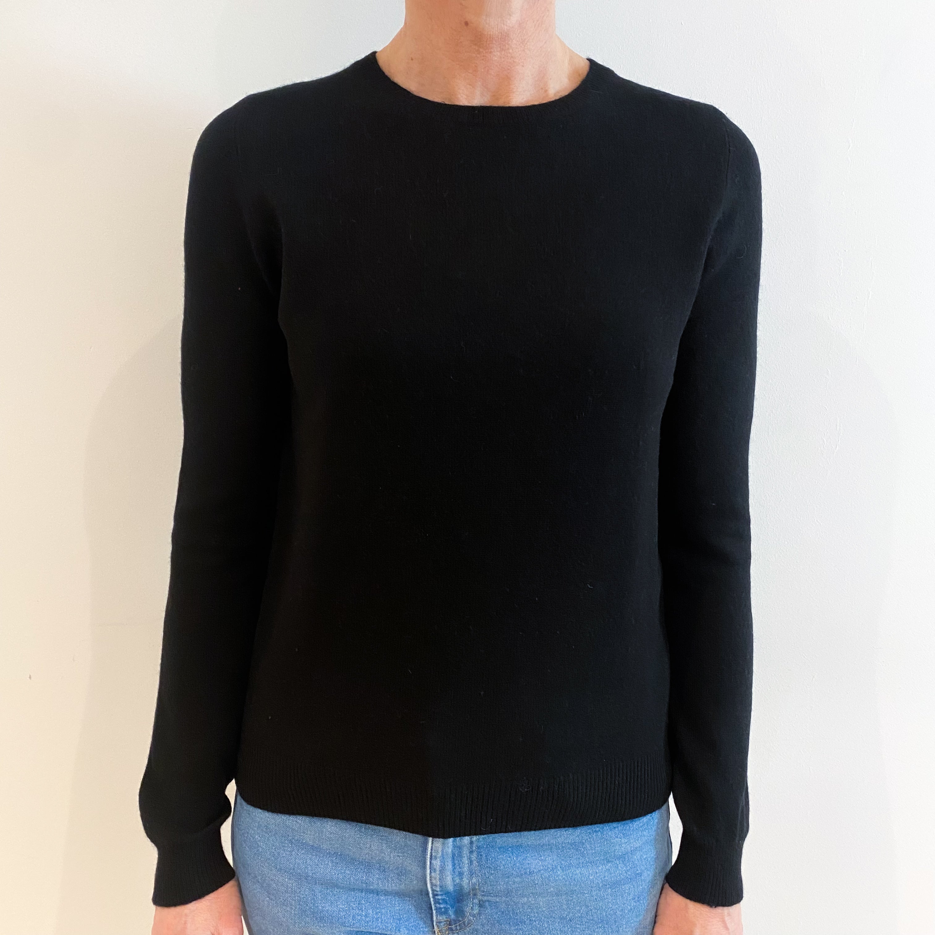 Black Cashmere Crew Neck Jumper Small