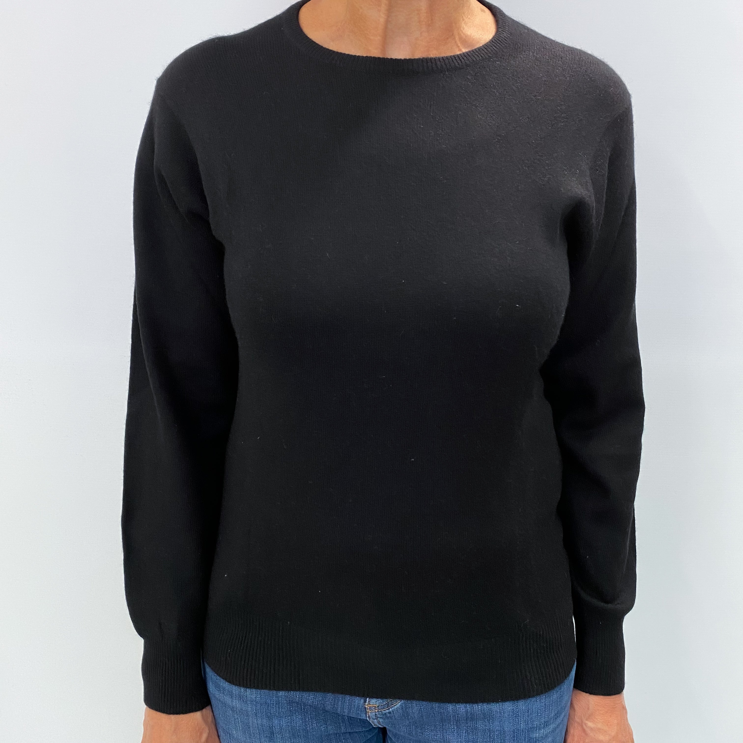 Black Cashmere Crew Neck Jumper Medium