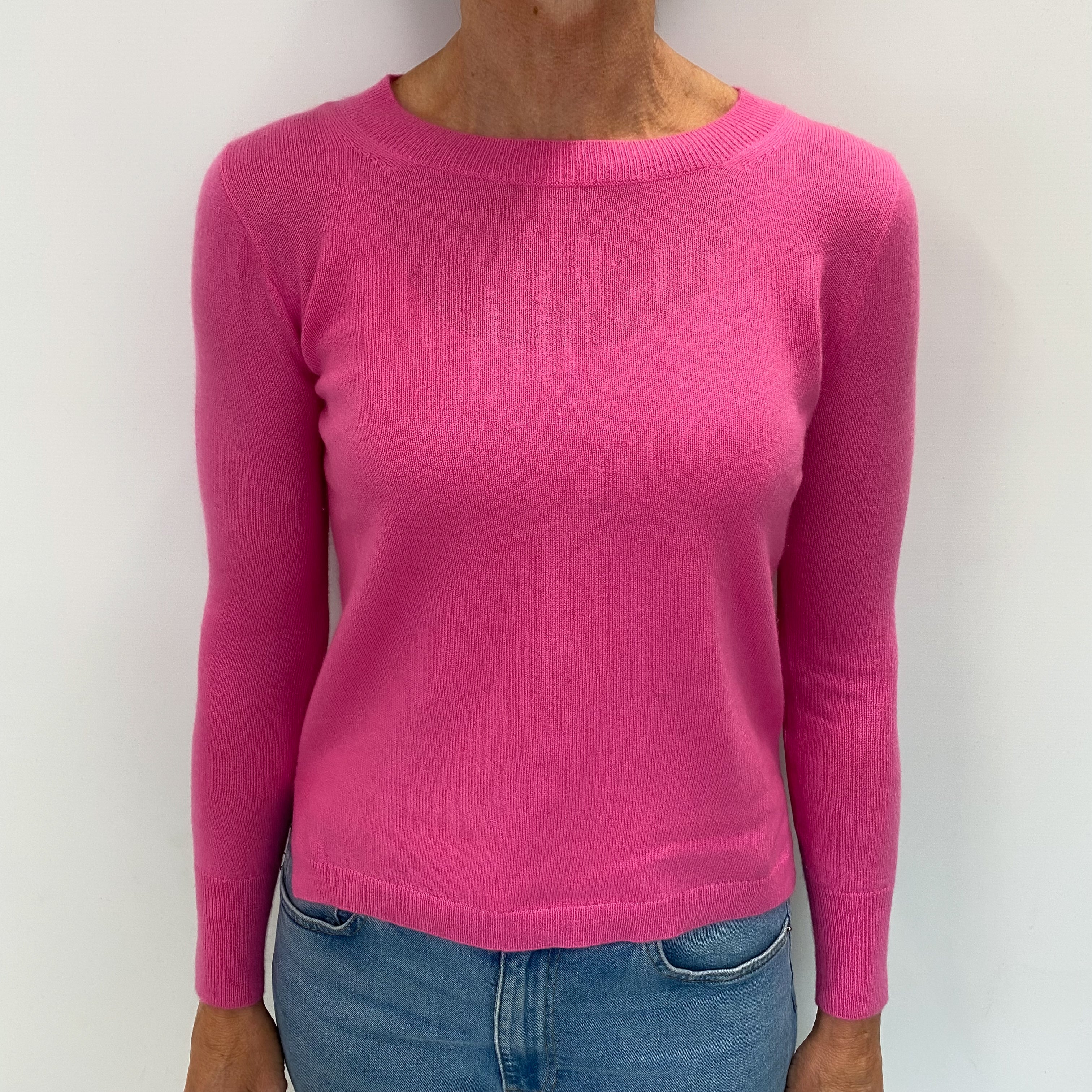 Bubblegum Pink Cashmere Crew Neck Jumper Small